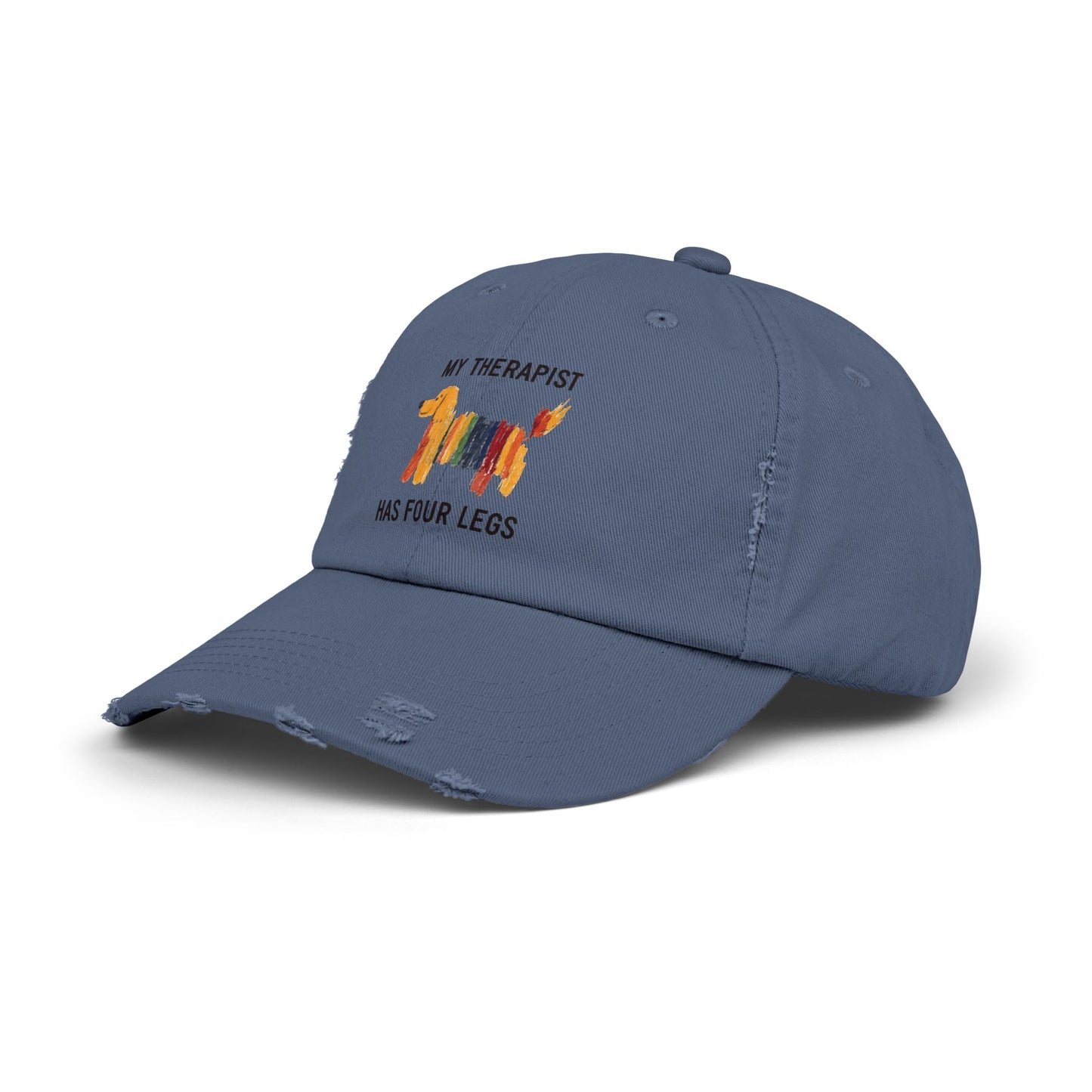 Unisex Distressed Cap: My Therapist Has Four Legs Hat