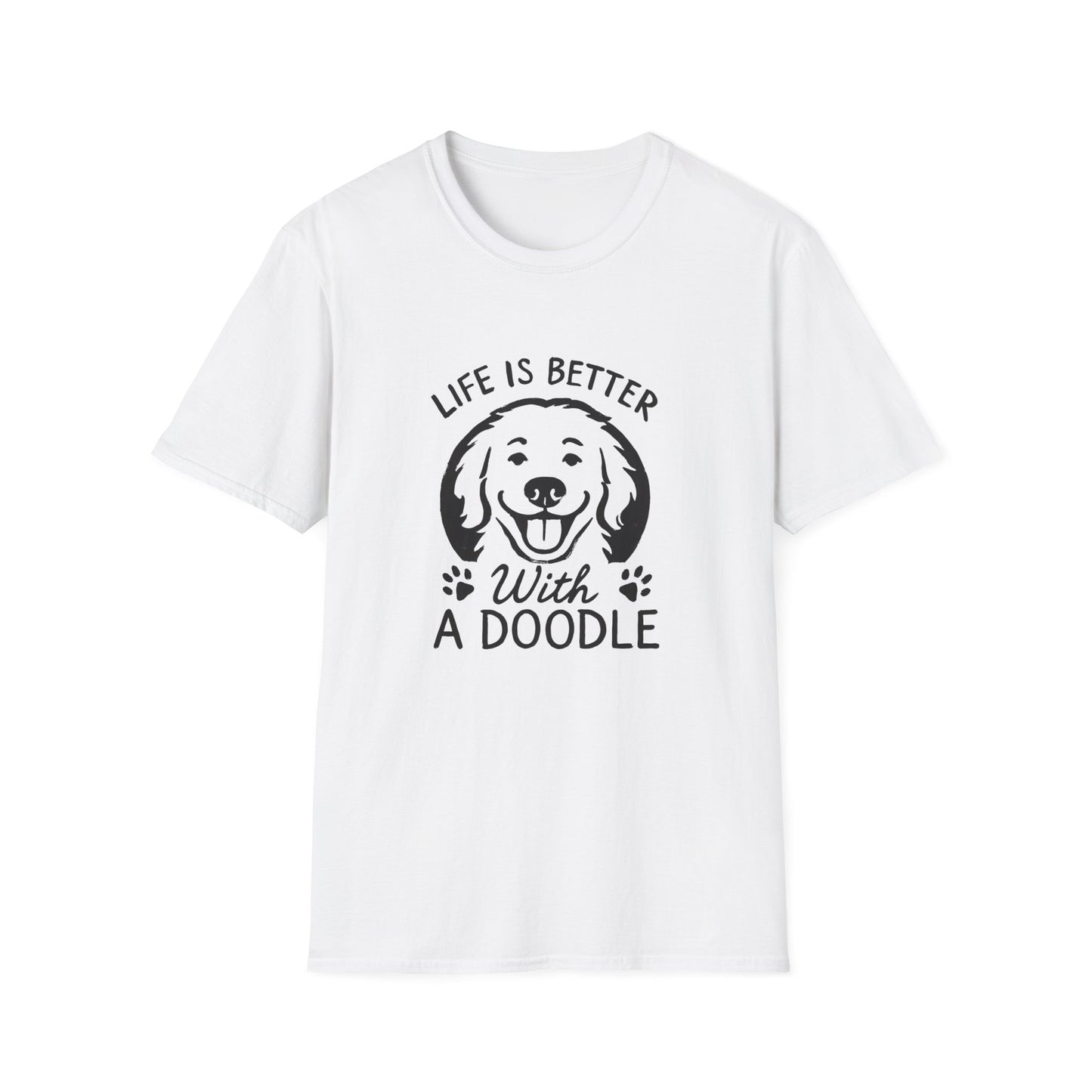 Unisex Softstyle T-Shirt, Life is Better with a Doodle, Funny Dog Shirt, Goldendoodle Tee