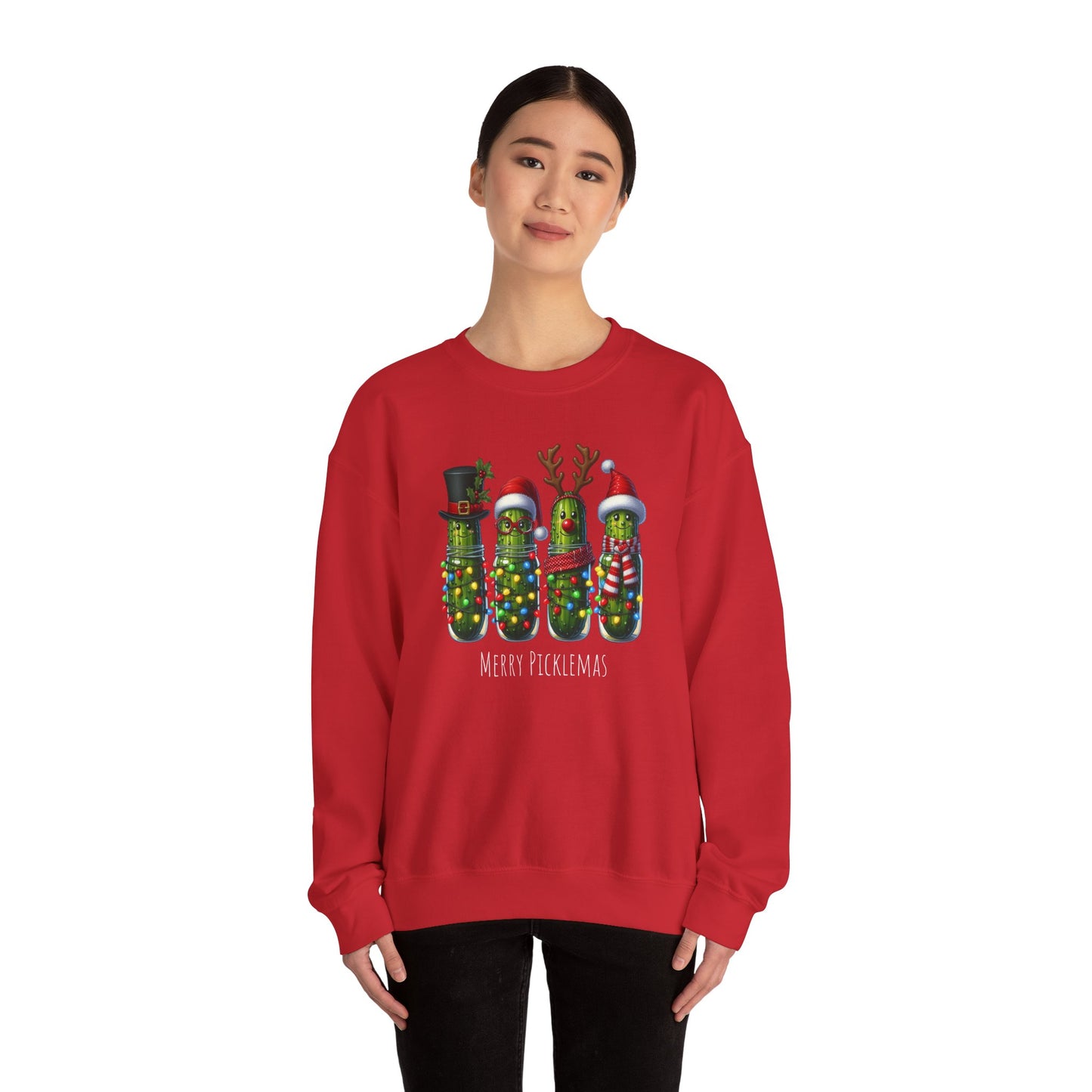 Pickle-Themed Sweatshirt: Merry Picklemas Crewneck for Holiday Cheer, Funny Gift for Pickle Lovers, Christmas Apparel