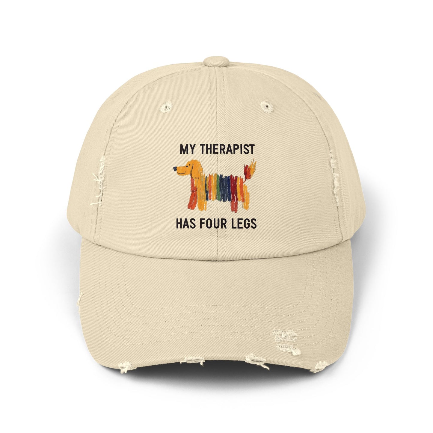 Unisex Distressed Cap: My Therapist Has Four Legs Hat