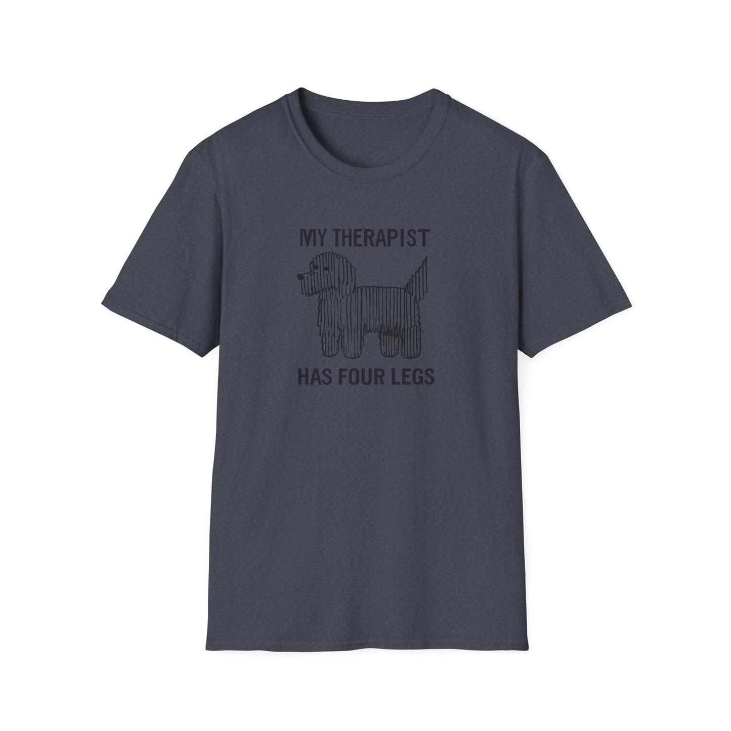 My Therapist Has Four Legs, Dog Therapist T-Shirt for Pet Lovers, Unisex Softstyle Tee, Funny Dog Lover Gift, Pet Owner Apparel