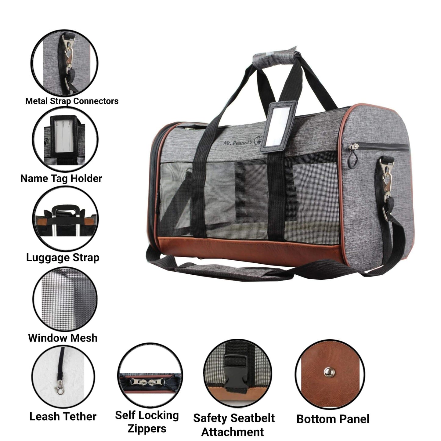 Mr. Peanut's Rhodium Series Mini Size Soft Sided Pet Carrier - Note Sizing in Description