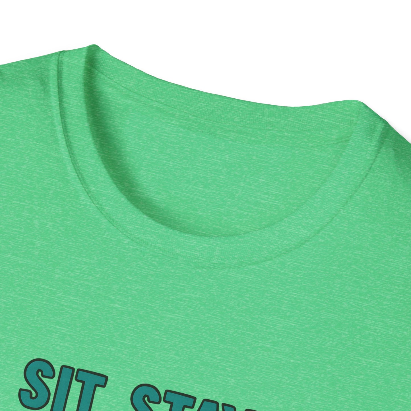 Sit. Stay. Zoom Green and Tan Design. Unisex Softstyle T-Shirt