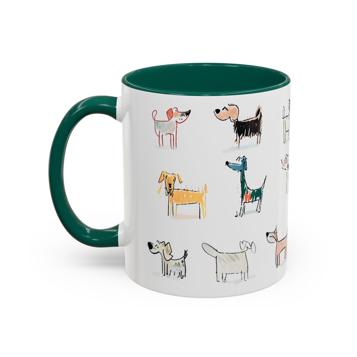 Colorful Doodle Dog-Themed Mugs, Cute Animal Mug, Pet Lover Gift, Coffee Cup, Dog Parent Present