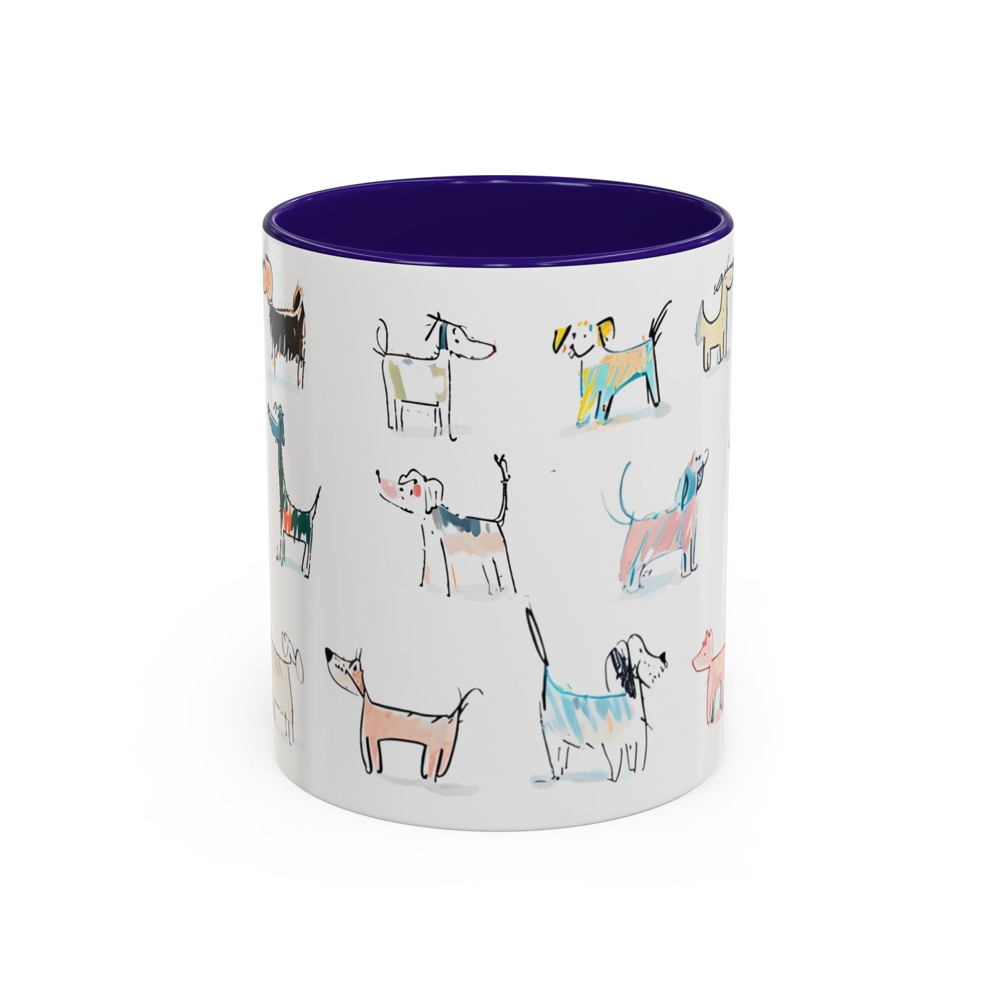 Colorful Doodle Dog-Themed Mugs, Cute Animal Mug, Pet Lover Gift, Coffee Cup, Dog Parent Present