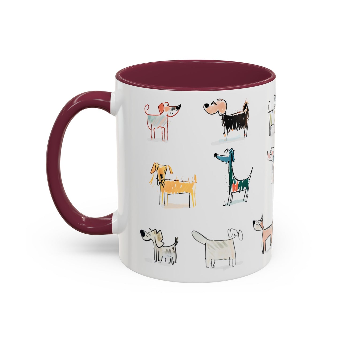 Colorful Doodle Dog-Themed Mugs, Cute Animal Mug, Pet Lover Gift, Coffee Cup, Dog Parent Present