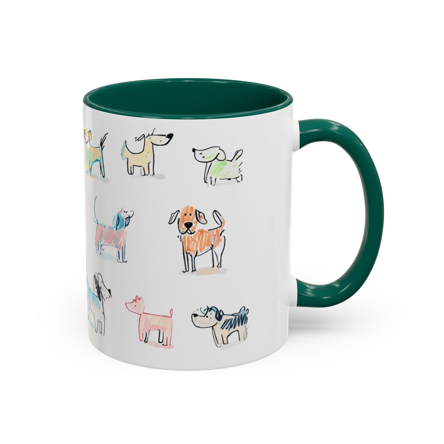 Colorful Doodle Dog-Themed Mugs, Cute Animal Mug, Pet Lover Gift, Coffee Cup, Dog Parent Present