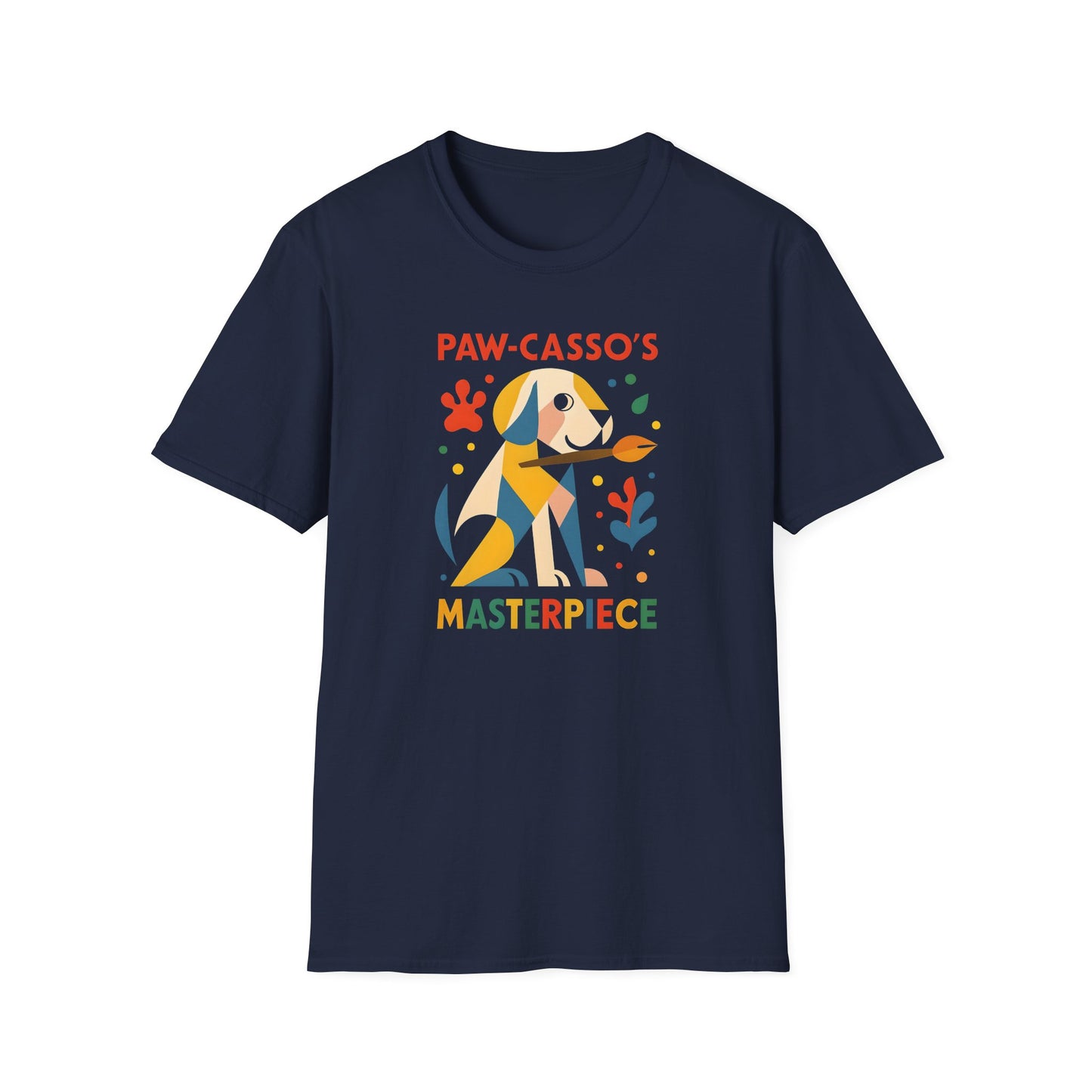 Whimsical Dog Art Unisex Softstyle T-Shirt, Pet Lover's Gift, Casual Wear, Art Enthusiast Apparel, Dog-themed Tee, Unique Birthday Gift