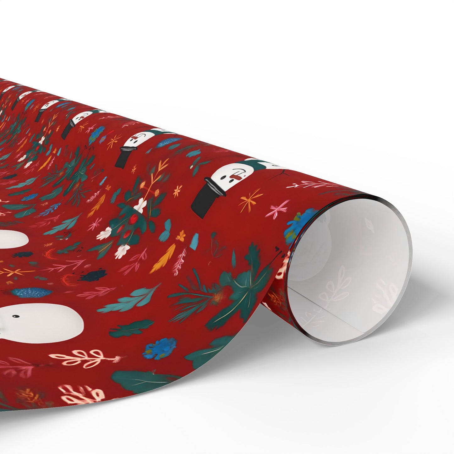 Festive Christmas Wrapping Paper with Snowman Art