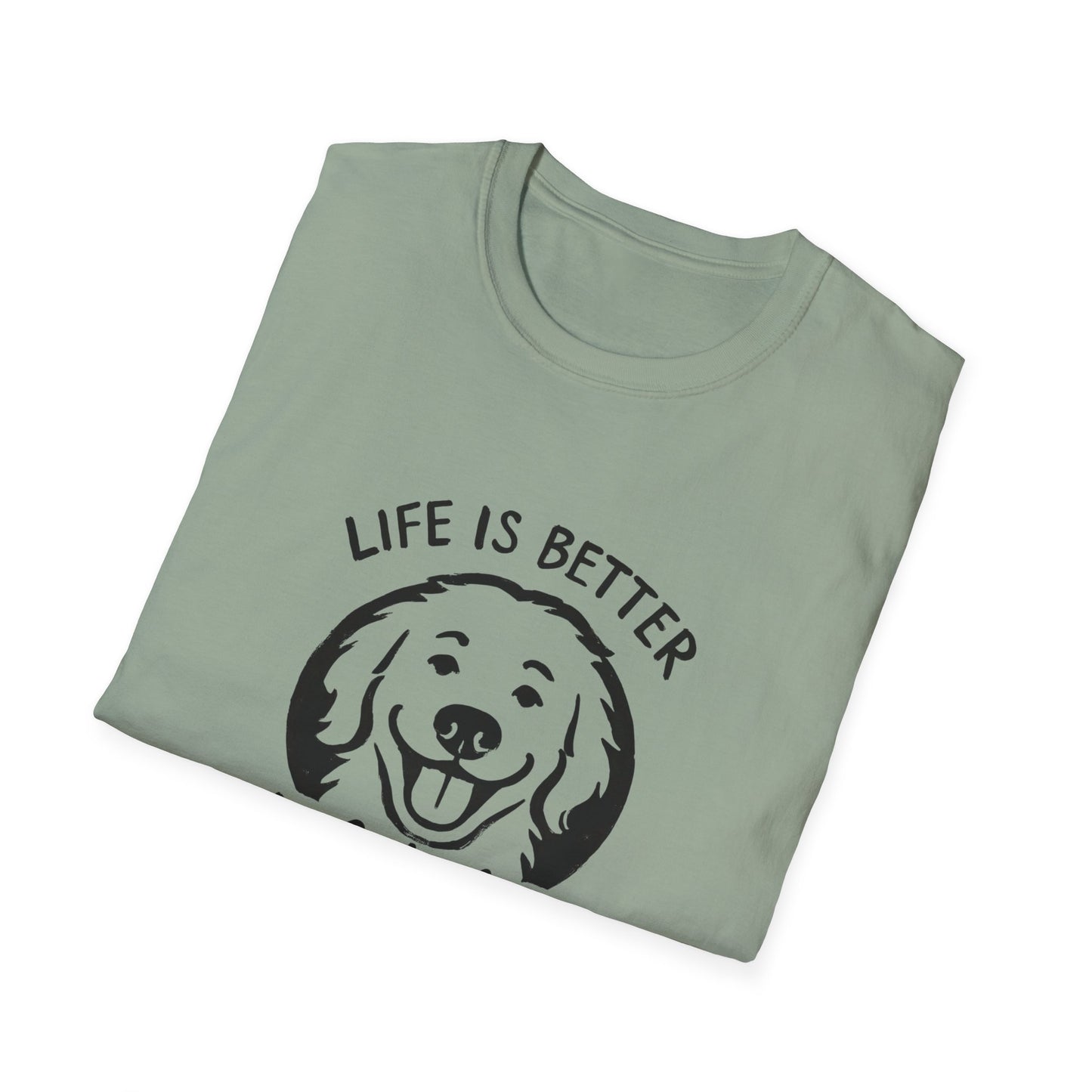 Unisex Softstyle T-Shirt, Life is Better with a Doodle, Funny Dog Shirt, Goldendoodle Tee