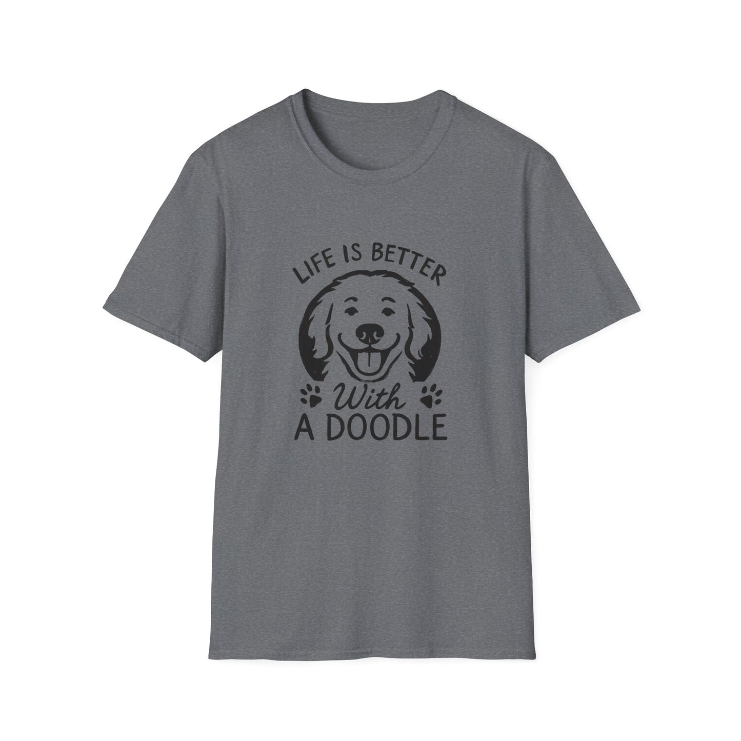 Unisex Softstyle T-Shirt, Life is Better with a Doodle, Funny Dog Shirt, Goldendoodle Tee