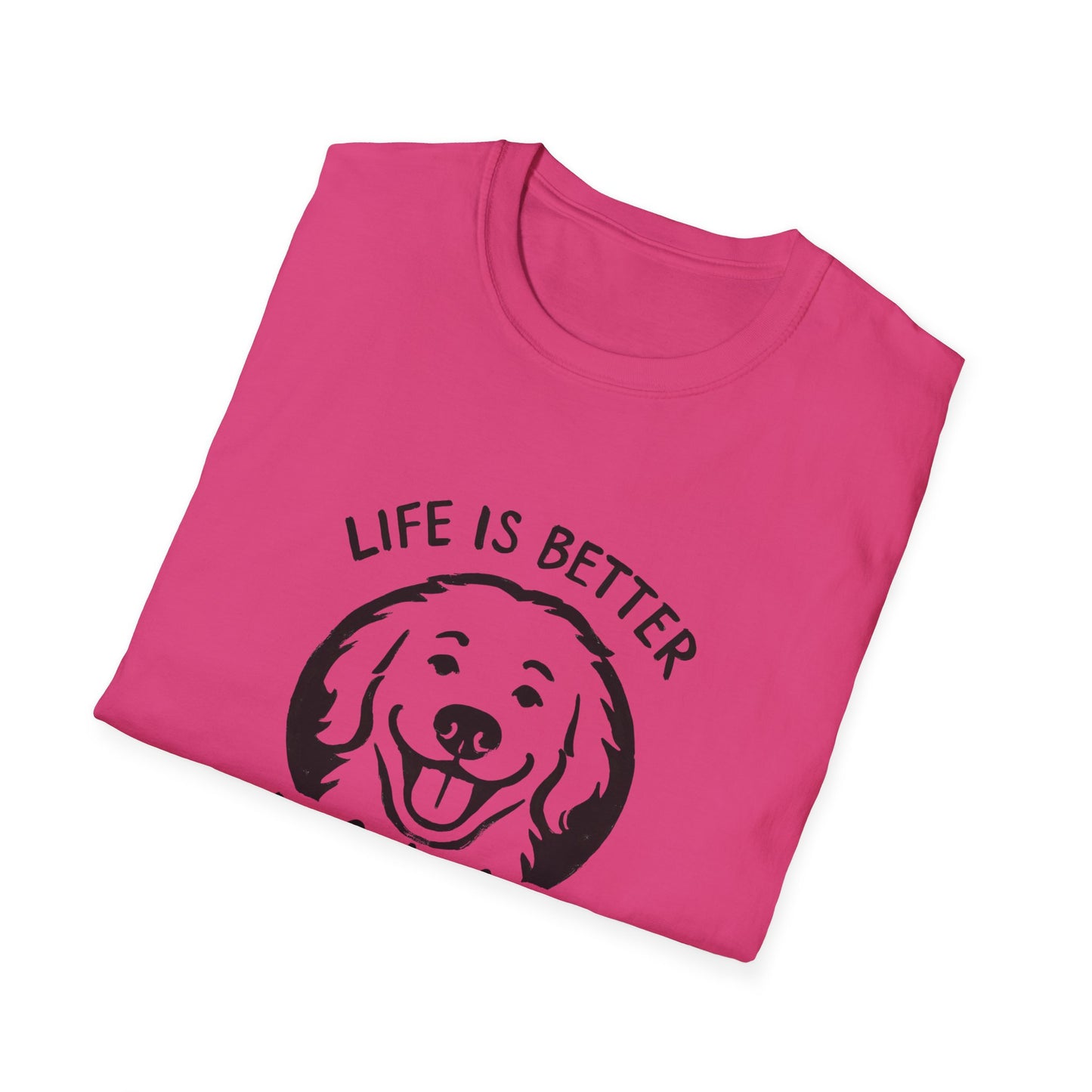 Unisex Softstyle T-Shirt, Life is Better with a Doodle, Funny Dog Shirt, Goldendoodle Tee