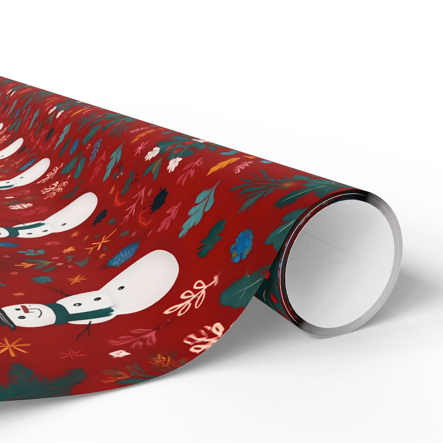 Festive Christmas Wrapping Paper with Snowman Art