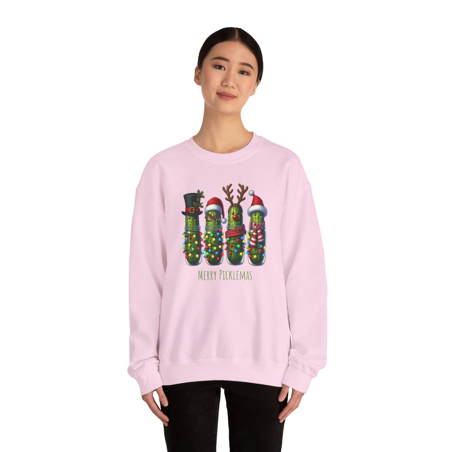 Pickle-Themed Sweatshirt: Merry Picklemas Crewneck for Holiday Cheer, Funny Gift for Pickle Lovers, Christmas Apparel