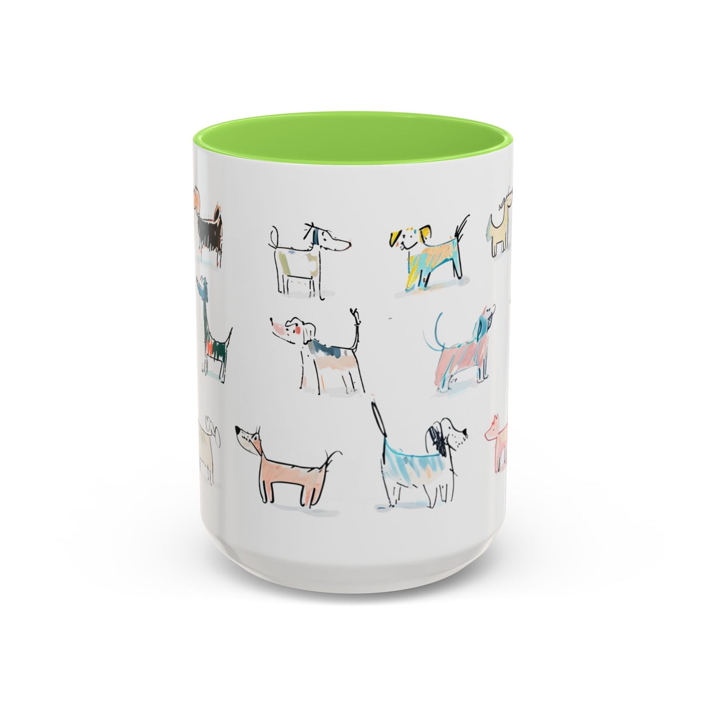 Colorful Doodle Dog-Themed Mugs, Cute Animal Mug, Pet Lover Gift, Coffee Cup, Dog Parent Present