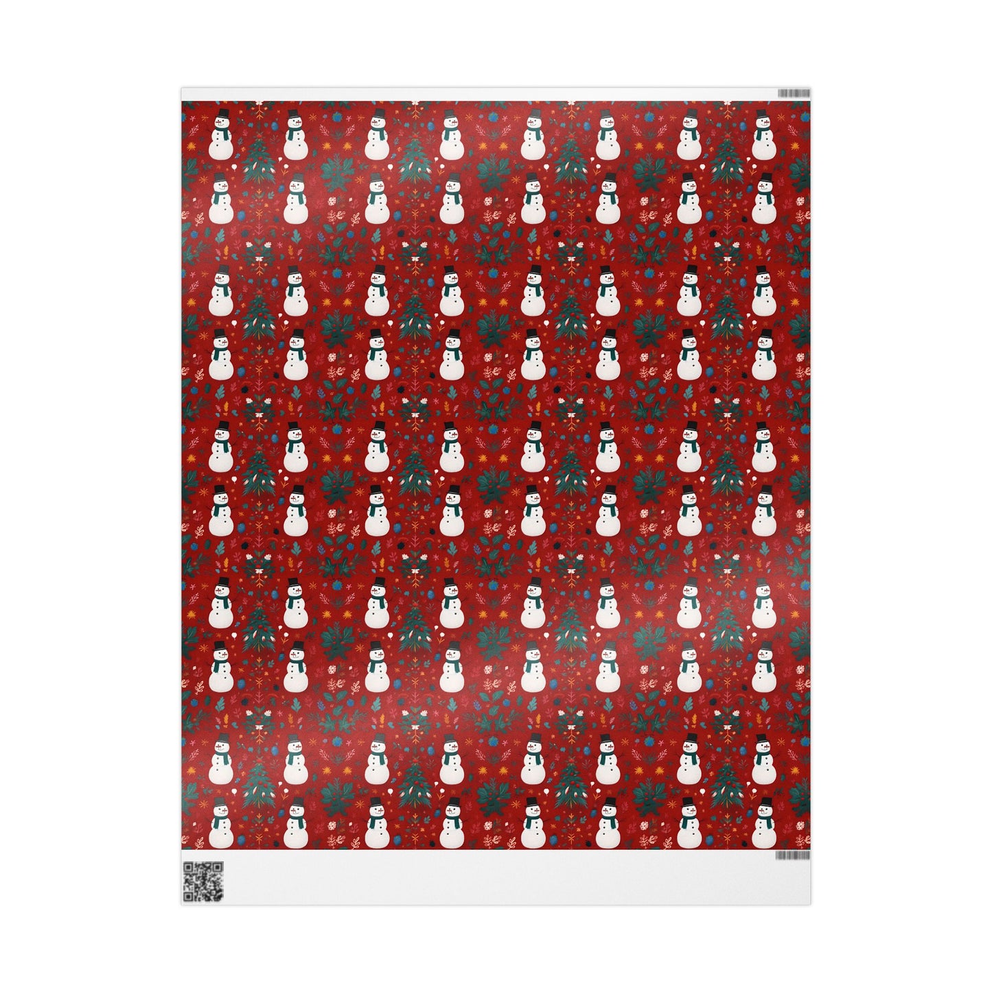 Festive Christmas Wrapping Paper with Snowman Art