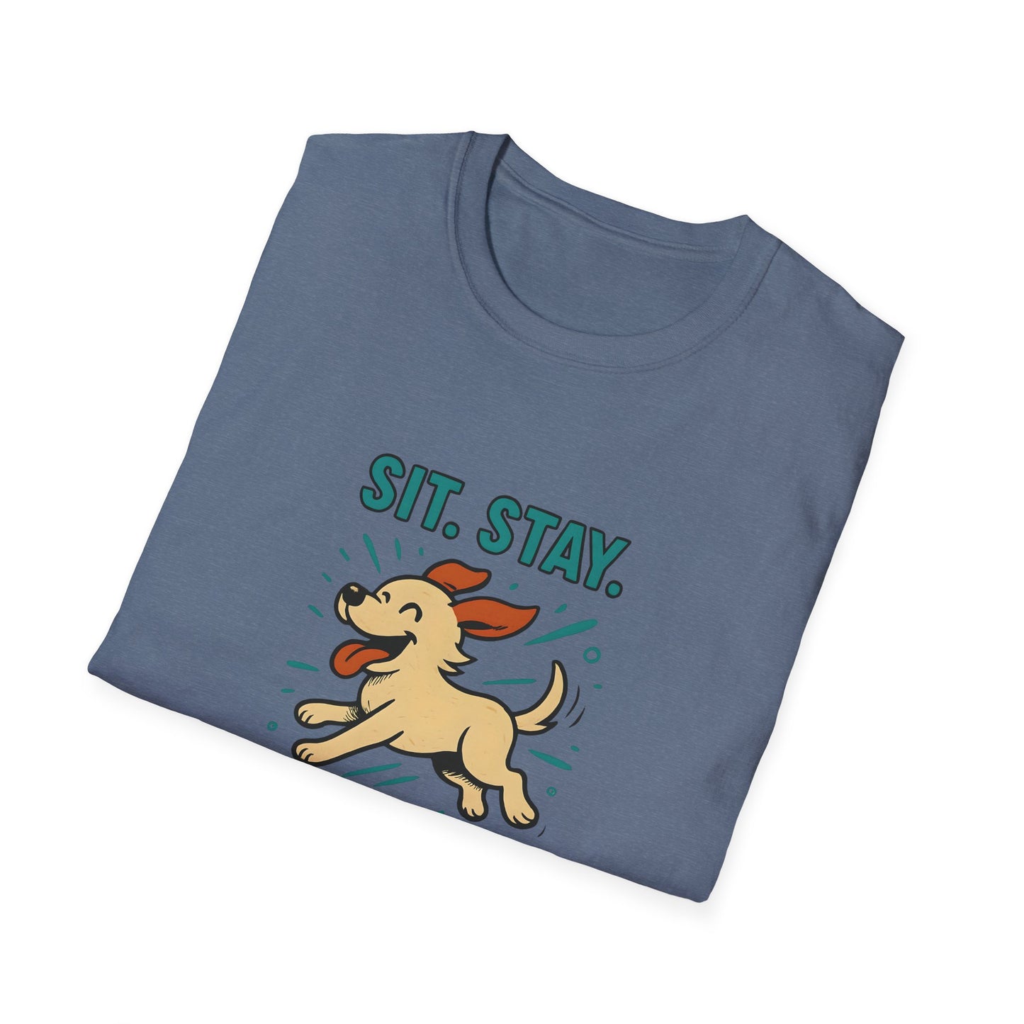 Sit. Stay. Zoom Green and Tan Design. Unisex Softstyle T-Shirt