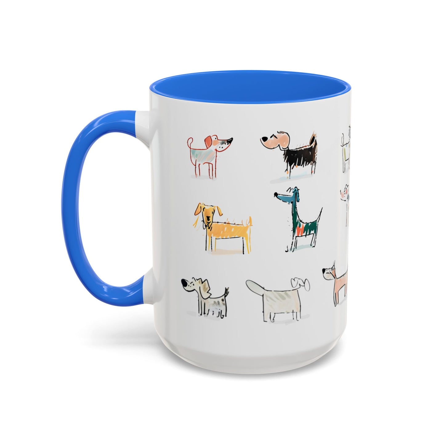 Colorful Doodle Dog-Themed Mugs, Cute Animal Mug, Pet Lover Gift, Coffee Cup, Dog Parent Present