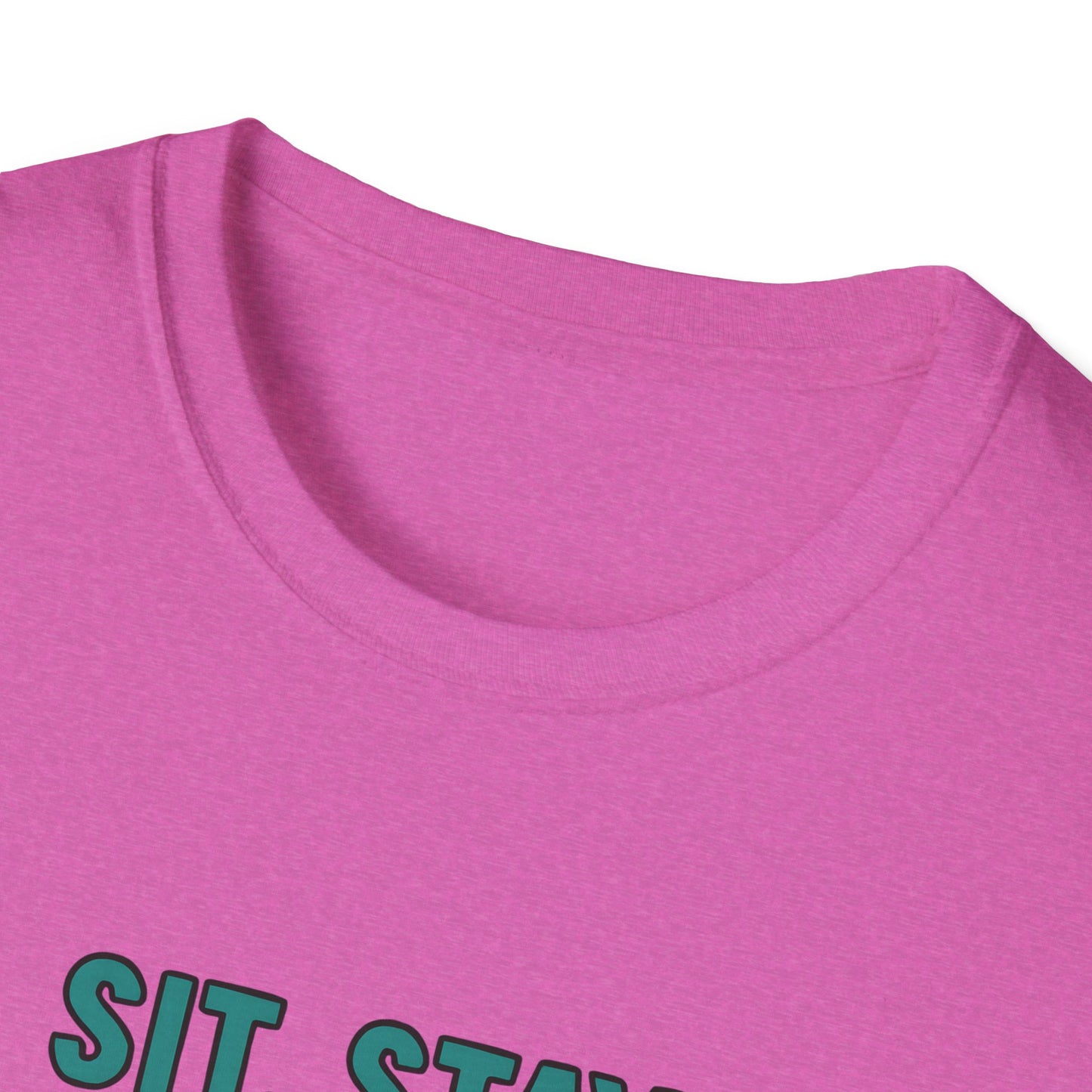 Sit. Stay. Zoom Green and Tan Design. Unisex Softstyle T-Shirt