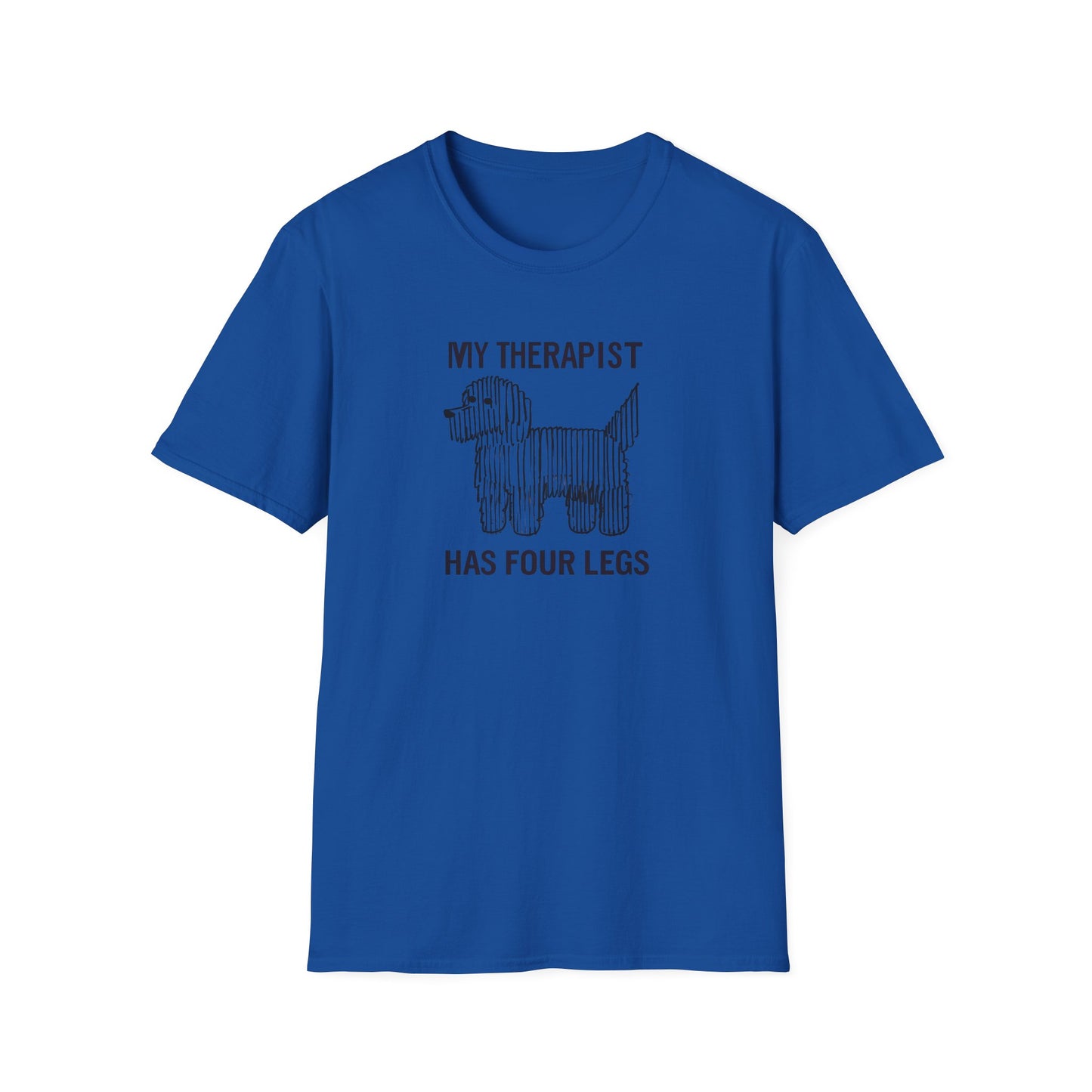 My Therapist Has Four Legs, Dog Therapist T-Shirt for Pet Lovers, Unisex Softstyle Tee, Funny Dog Lover Gift, Pet Owner Apparel