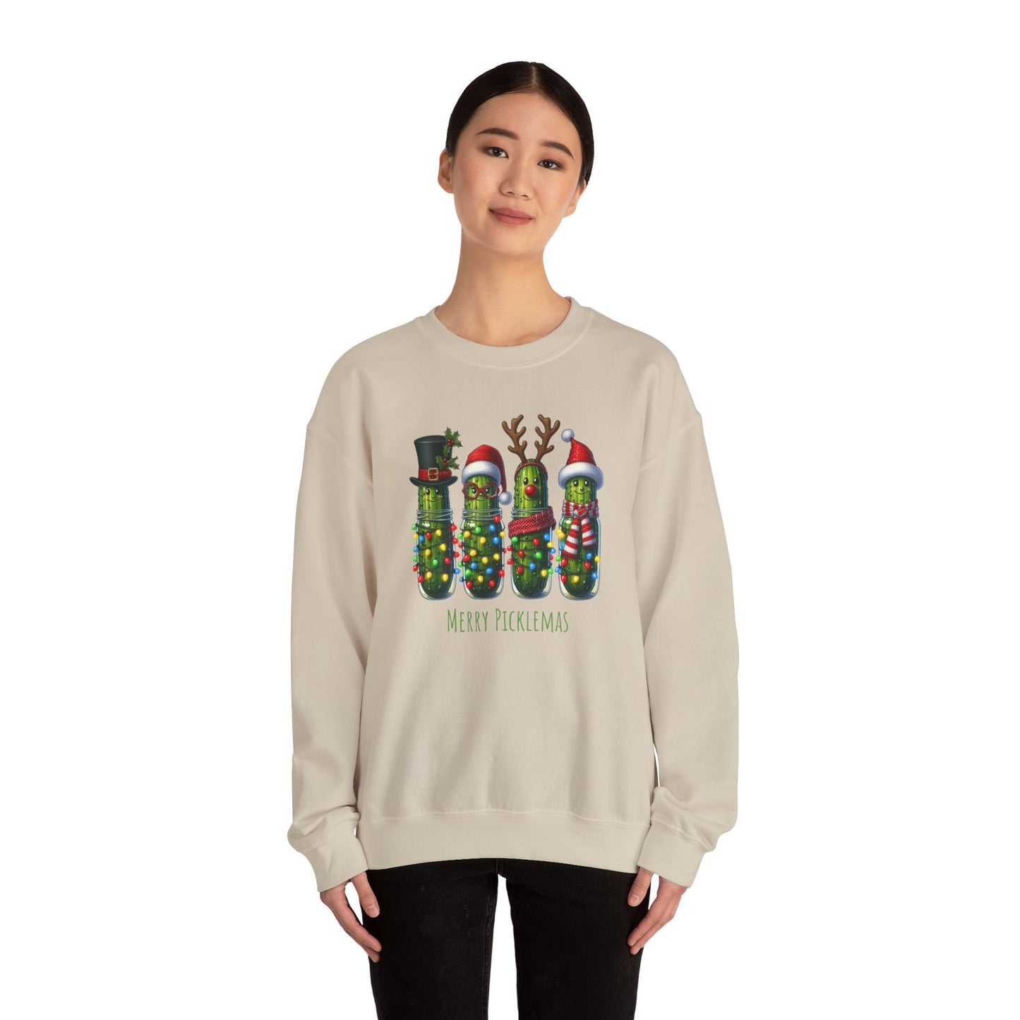 Pickle-Themed Sweatshirt: Merry Picklemas Crewneck for Holiday Cheer, Funny Gift for Pickle Lovers, Christmas Apparel