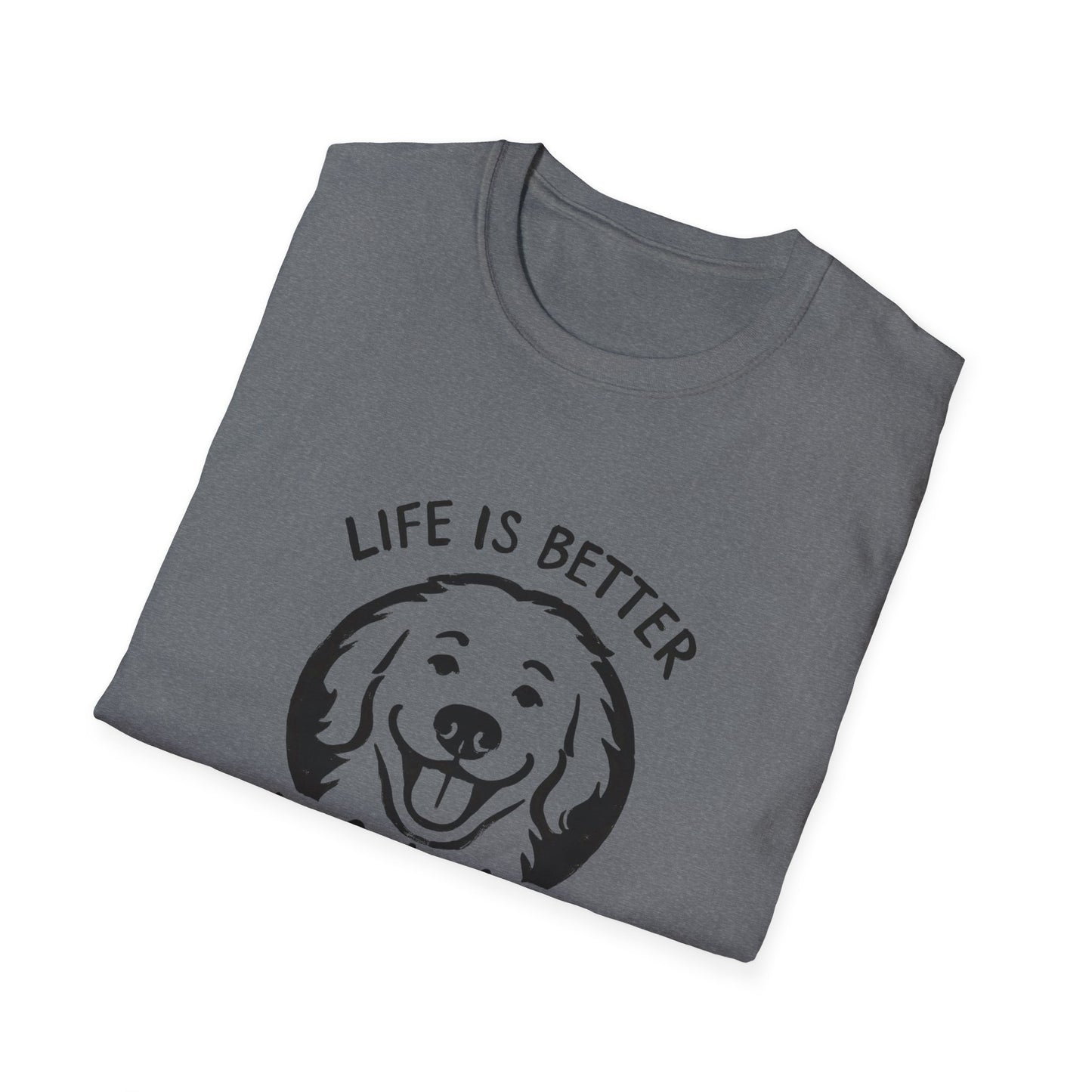 Unisex Softstyle T-Shirt, Life is Better with a Doodle, Funny Dog Shirt, Goldendoodle Tee