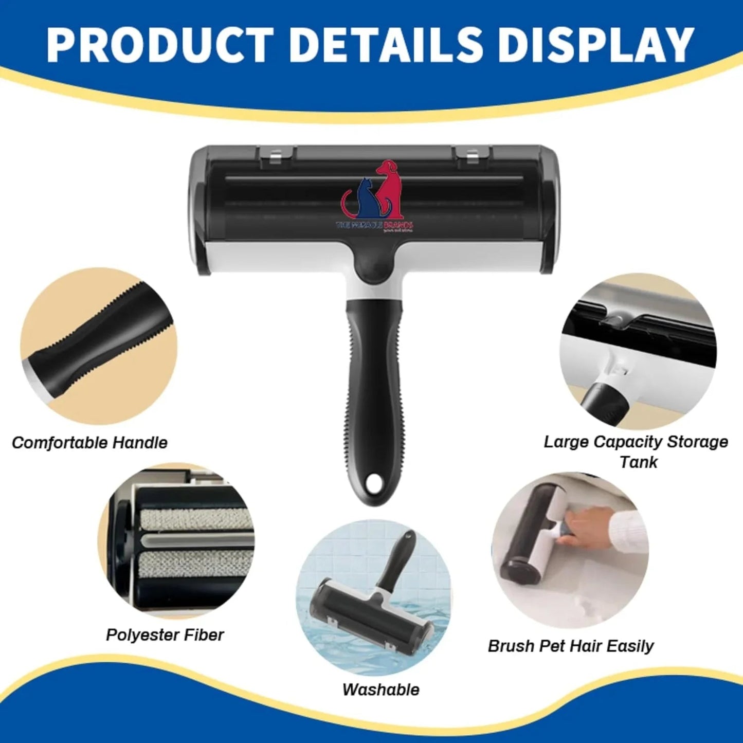 The Miracle Brands Pet Hair & Lint Remover β Reusable Self-Cleaning Roller Brush