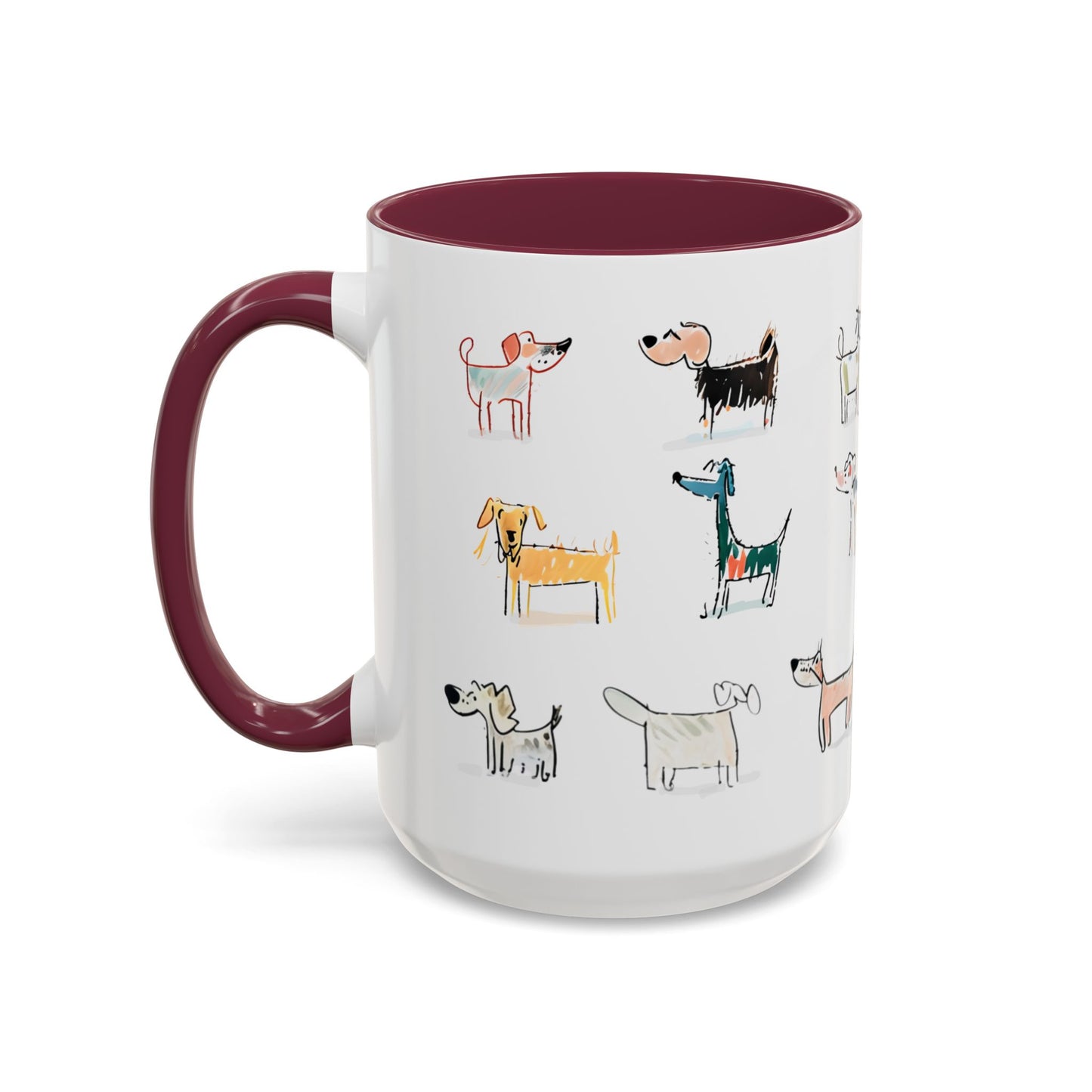 Colorful Doodle Dog-Themed Mugs, Cute Animal Mug, Pet Lover Gift, Coffee Cup, Dog Parent Present