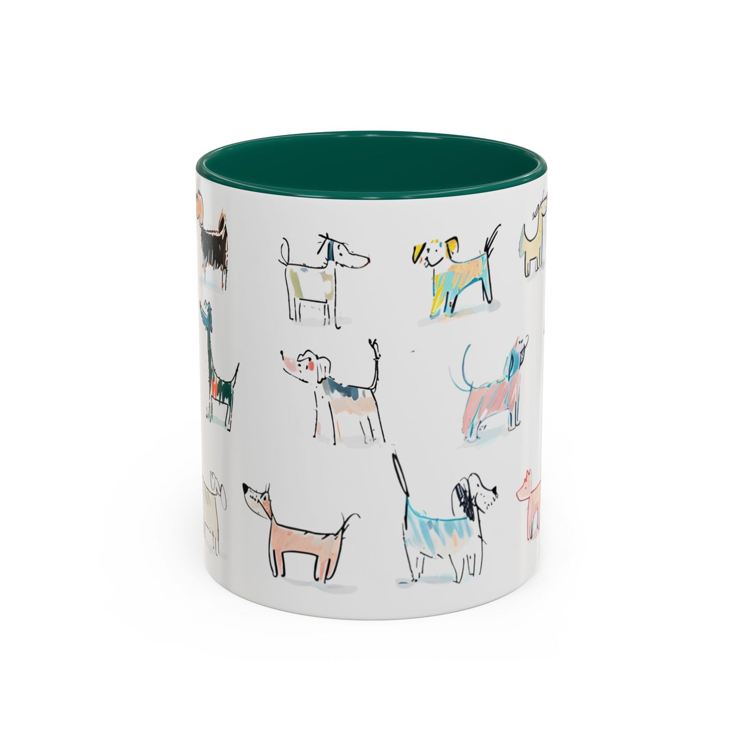 Colorful Doodle Dog-Themed Mugs, Cute Animal Mug, Pet Lover Gift, Coffee Cup, Dog Parent Present