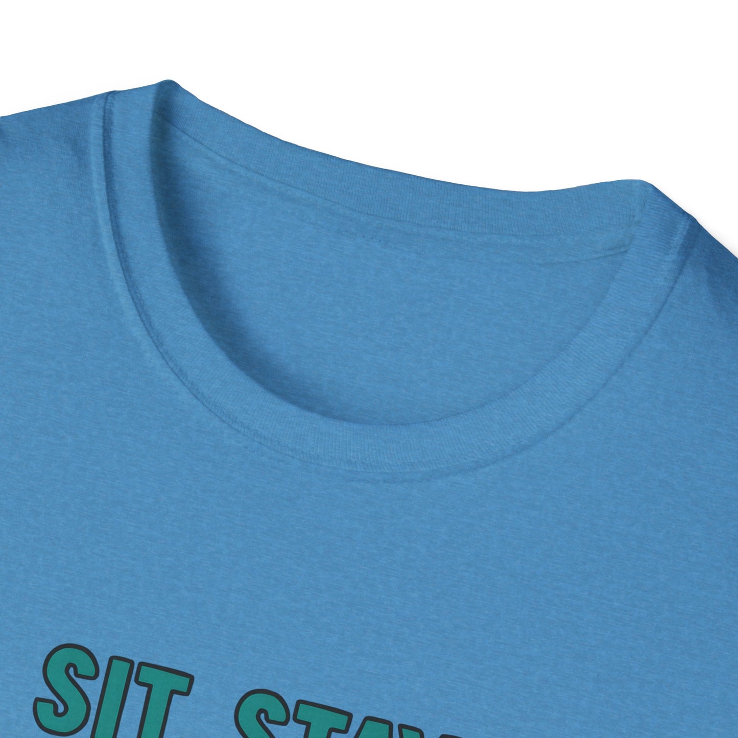Sit. Stay. Zoom Green and Tan Design. Unisex Softstyle T-Shirt