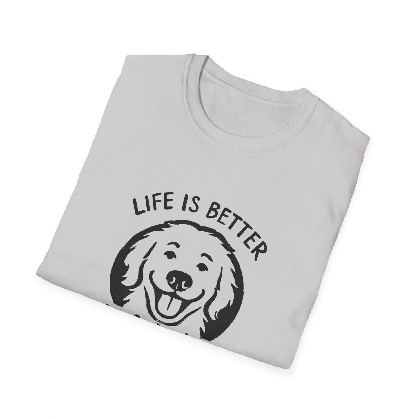 Unisex Softstyle T-Shirt, Life is Better with a Doodle, Funny Dog Shirt, Goldendoodle Tee