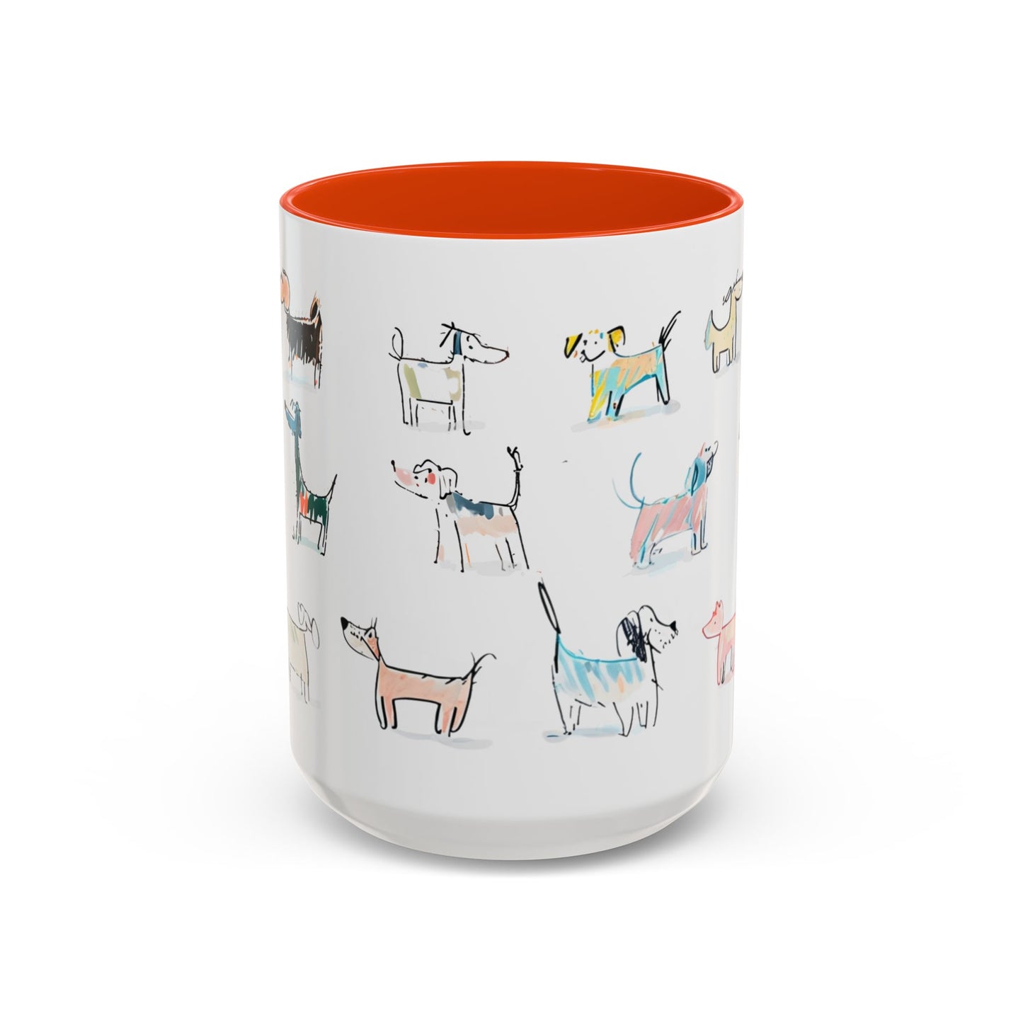 Colorful Doodle Dog-Themed Mugs, Cute Animal Mug, Pet Lover Gift, Coffee Cup, Dog Parent Present