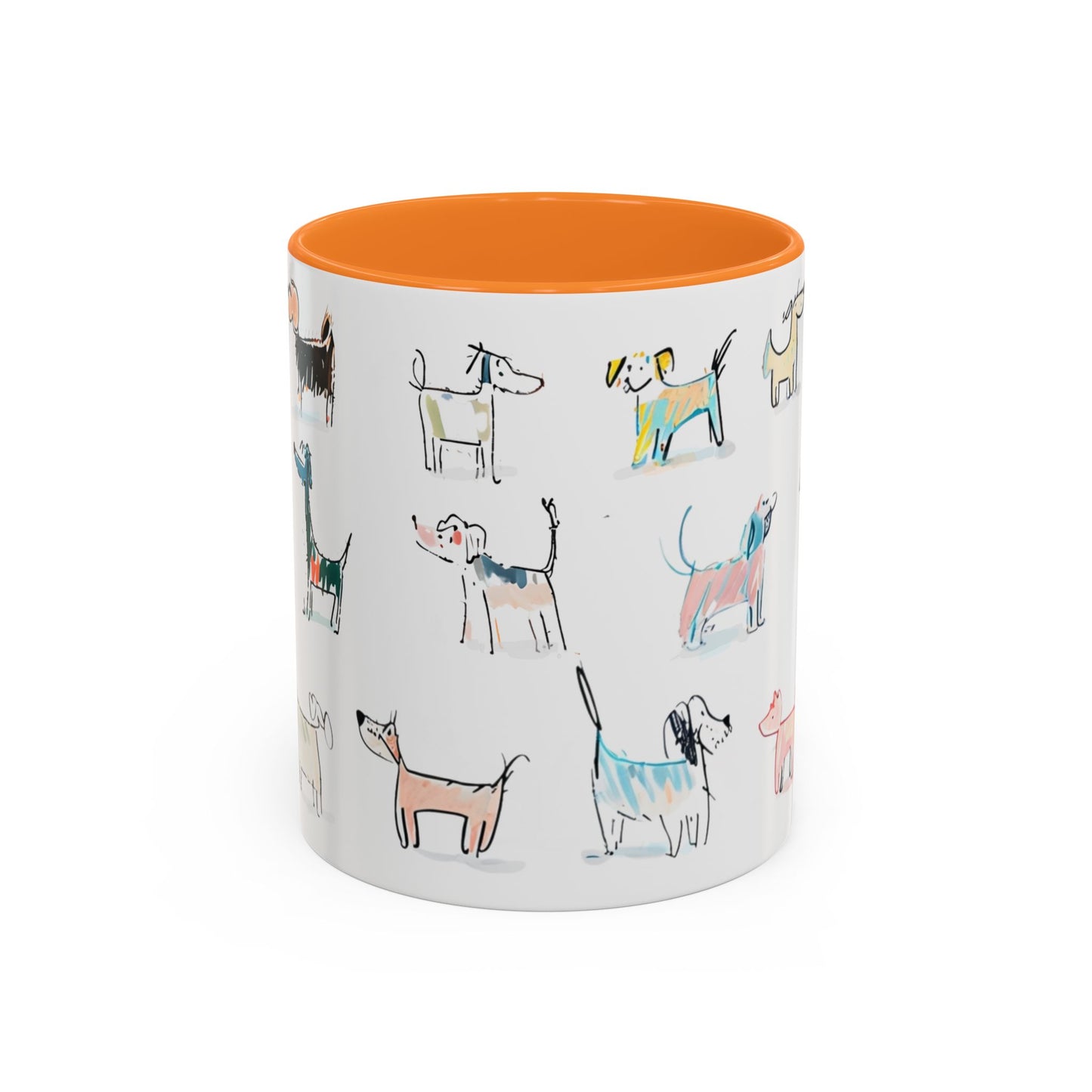 Colorful Doodle Dog-Themed Mugs, Cute Animal Mug, Pet Lover Gift, Coffee Cup, Dog Parent Present