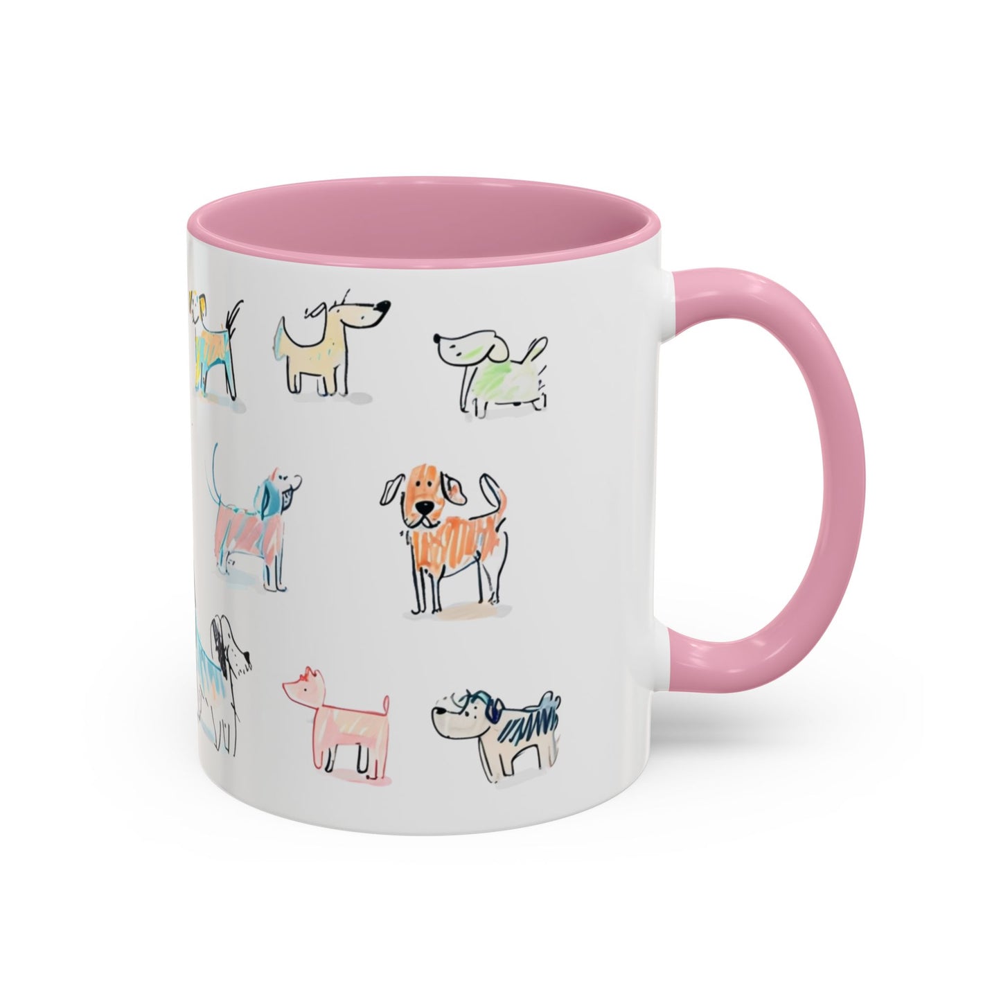 Colorful Doodle Dog-Themed Mugs, Cute Animal Mug, Pet Lover Gift, Coffee Cup, Dog Parent Present
