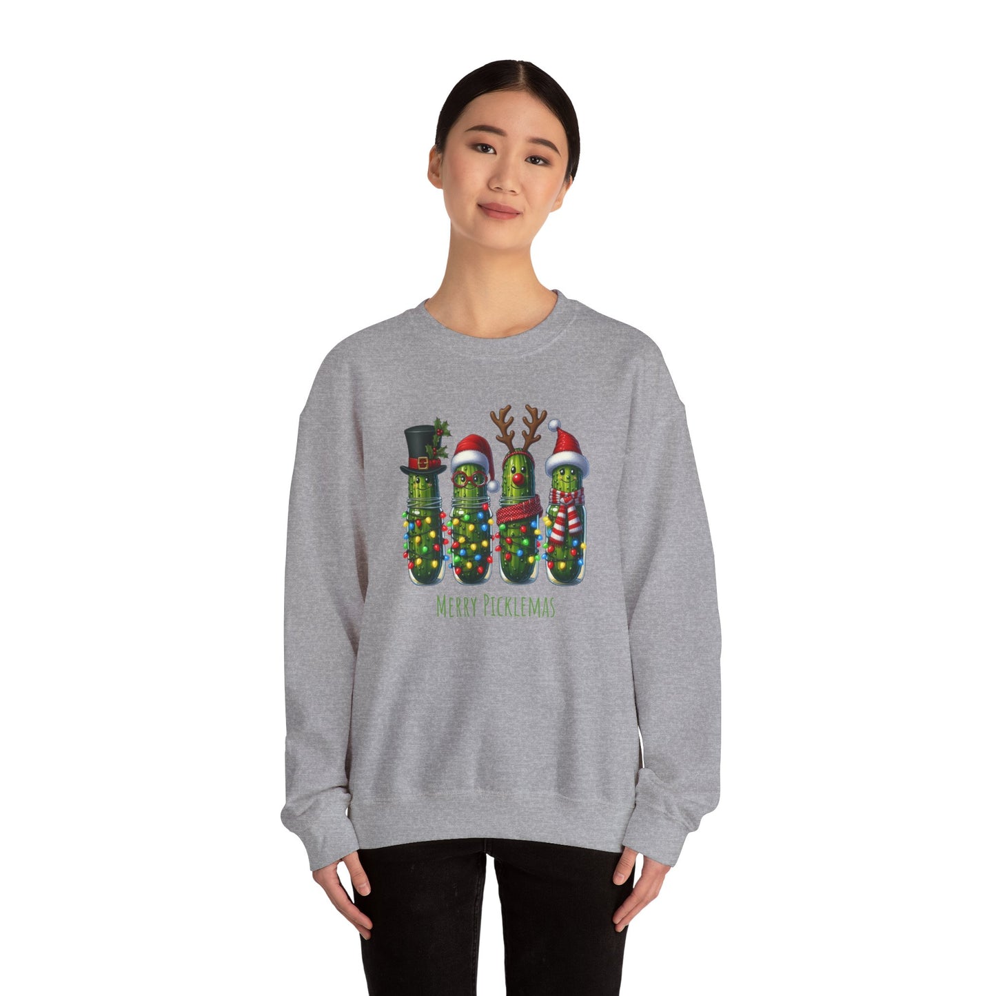 Pickle-Themed Sweatshirt: Merry Picklemas Crewneck for Holiday Cheer, Funny Gift for Pickle Lovers, Christmas Apparel