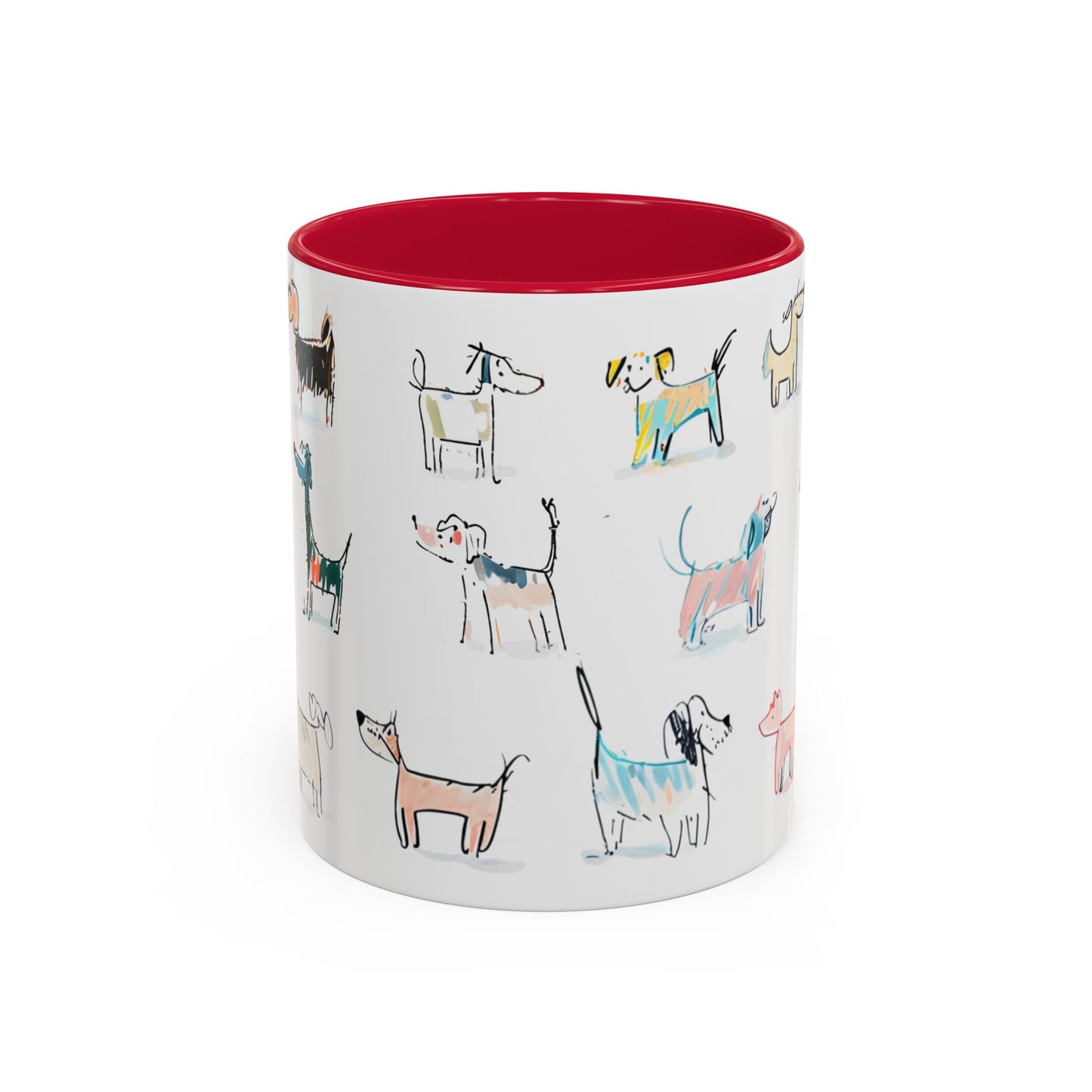 Colorful Doodle Dog-Themed Mugs, Cute Animal Mug, Pet Lover Gift, Coffee Cup, Dog Parent Present