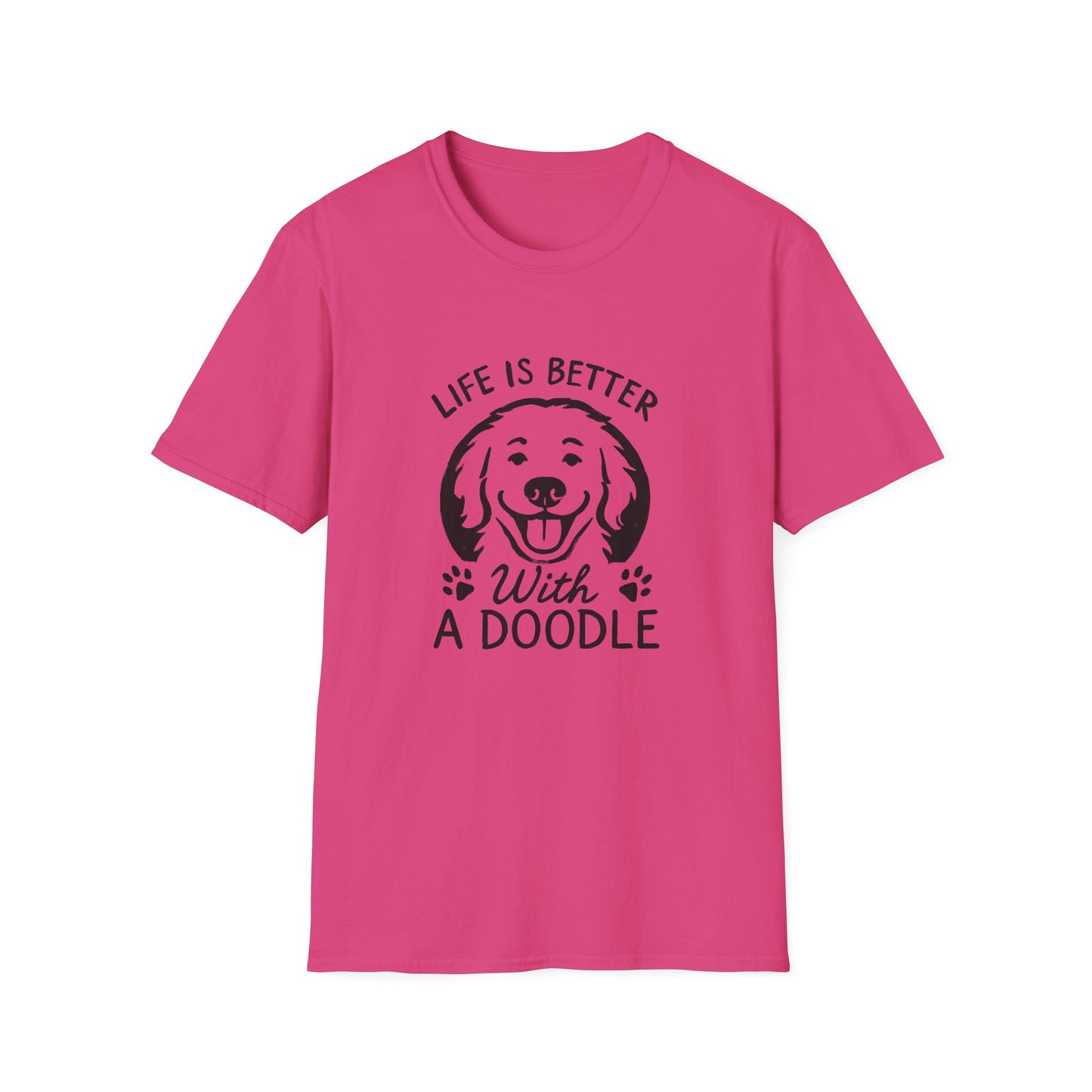 Unisex Softstyle T-Shirt, Life is Better with a Doodle, Funny Dog Shirt, Goldendoodle Tee
