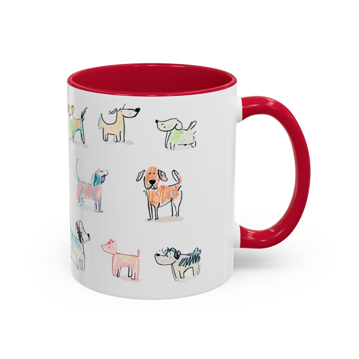Colorful Doodle Dog-Themed Mugs, Cute Animal Mug, Pet Lover Gift, Coffee Cup, Dog Parent Present