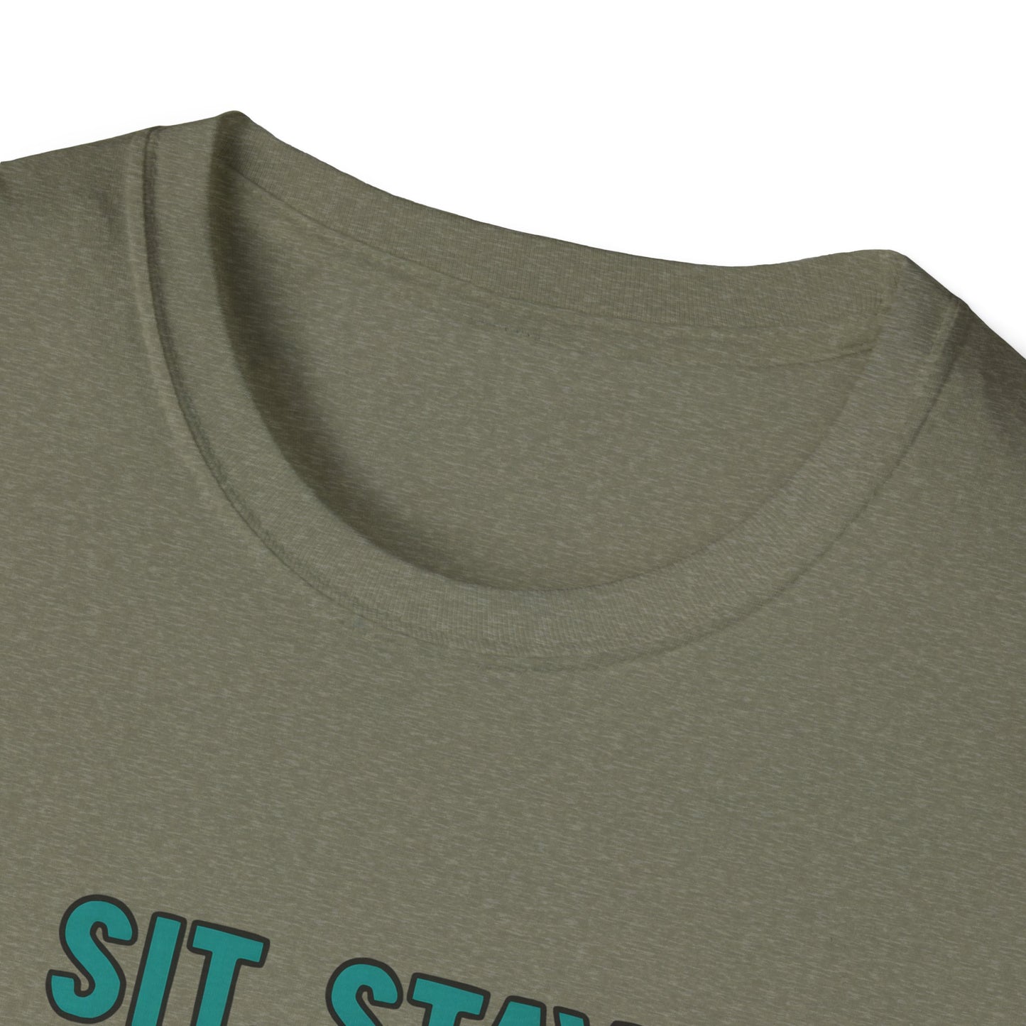 Sit. Stay. Zoom Green and Tan Design. Unisex Softstyle T-Shirt