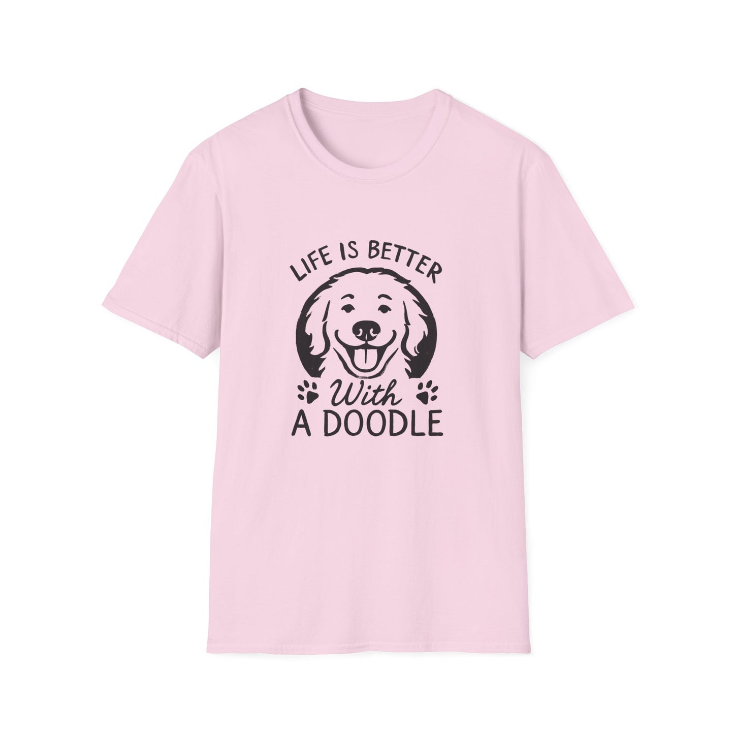 Unisex Softstyle T-Shirt, Life is Better with a Doodle, Funny Dog Shirt, Goldendoodle Tee