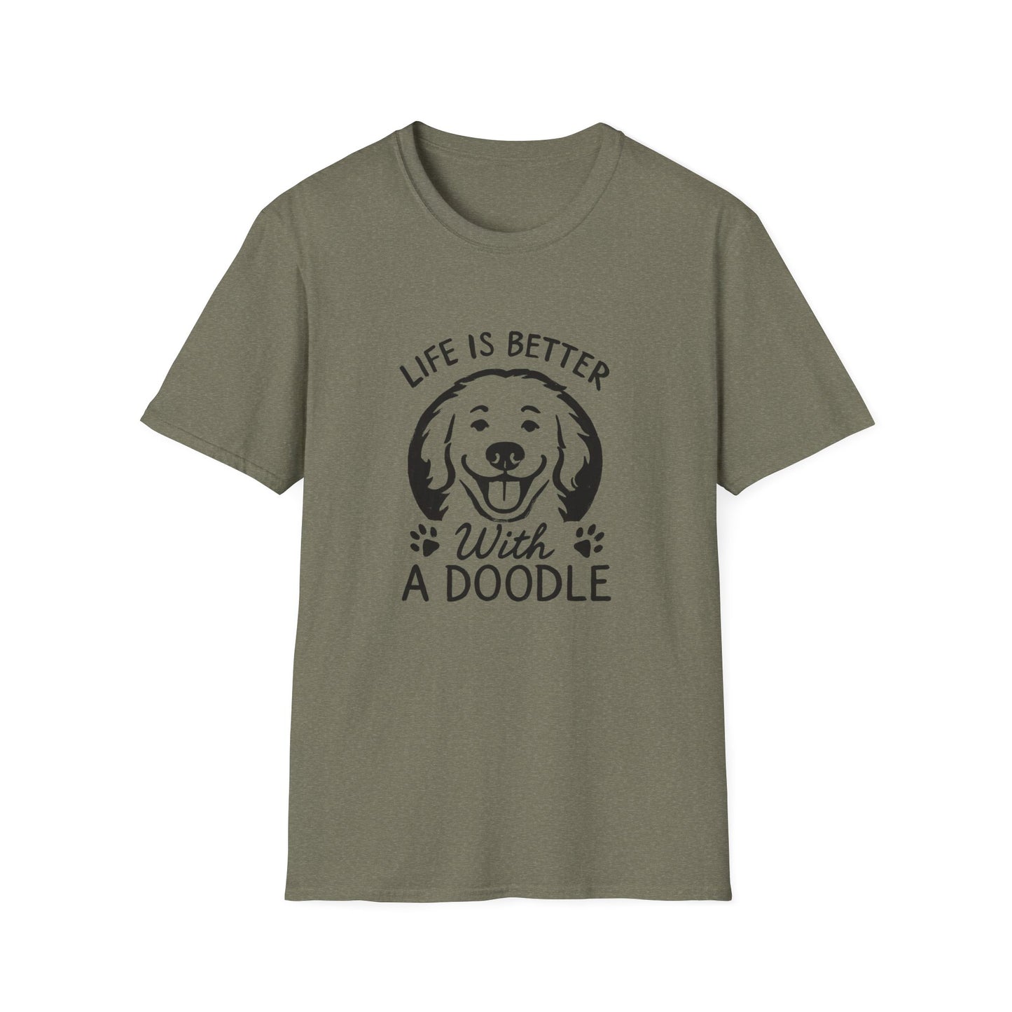Unisex Softstyle T-Shirt, Life is Better with a Doodle, Funny Dog Shirt, Goldendoodle Tee