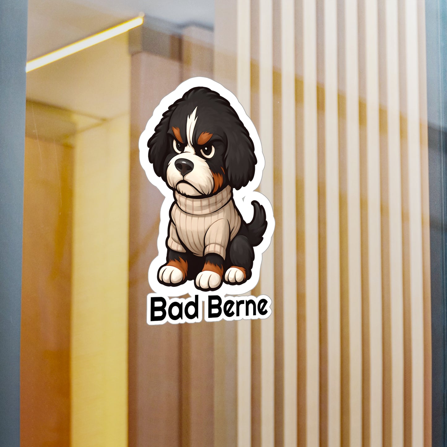 Bad Berne - Bernedoodle Sticker, Cute Dog Kiss-Cut Vinyl Decals | Pet Lover Stickers, Laptop Decals, Gift for Dog Owners