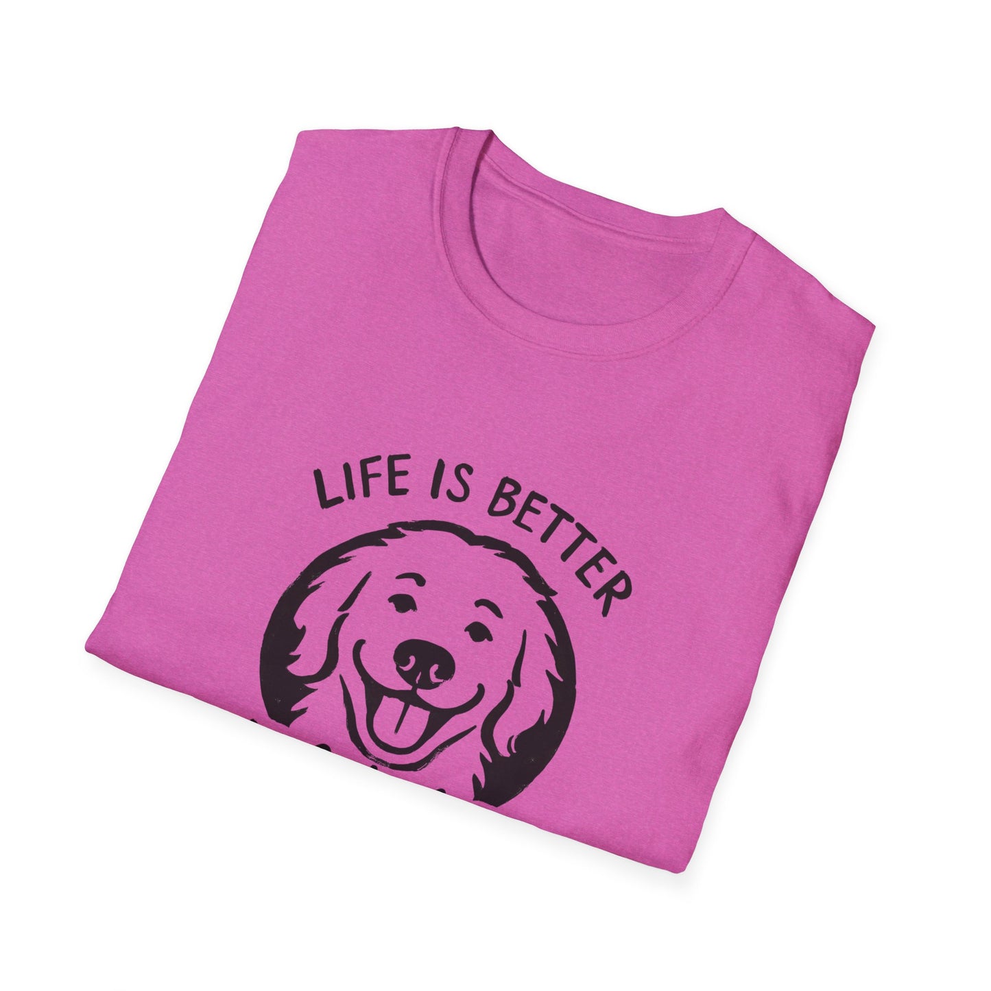 Unisex Softstyle T-Shirt, Life is Better with a Doodle, Funny Dog Shirt, Goldendoodle Tee