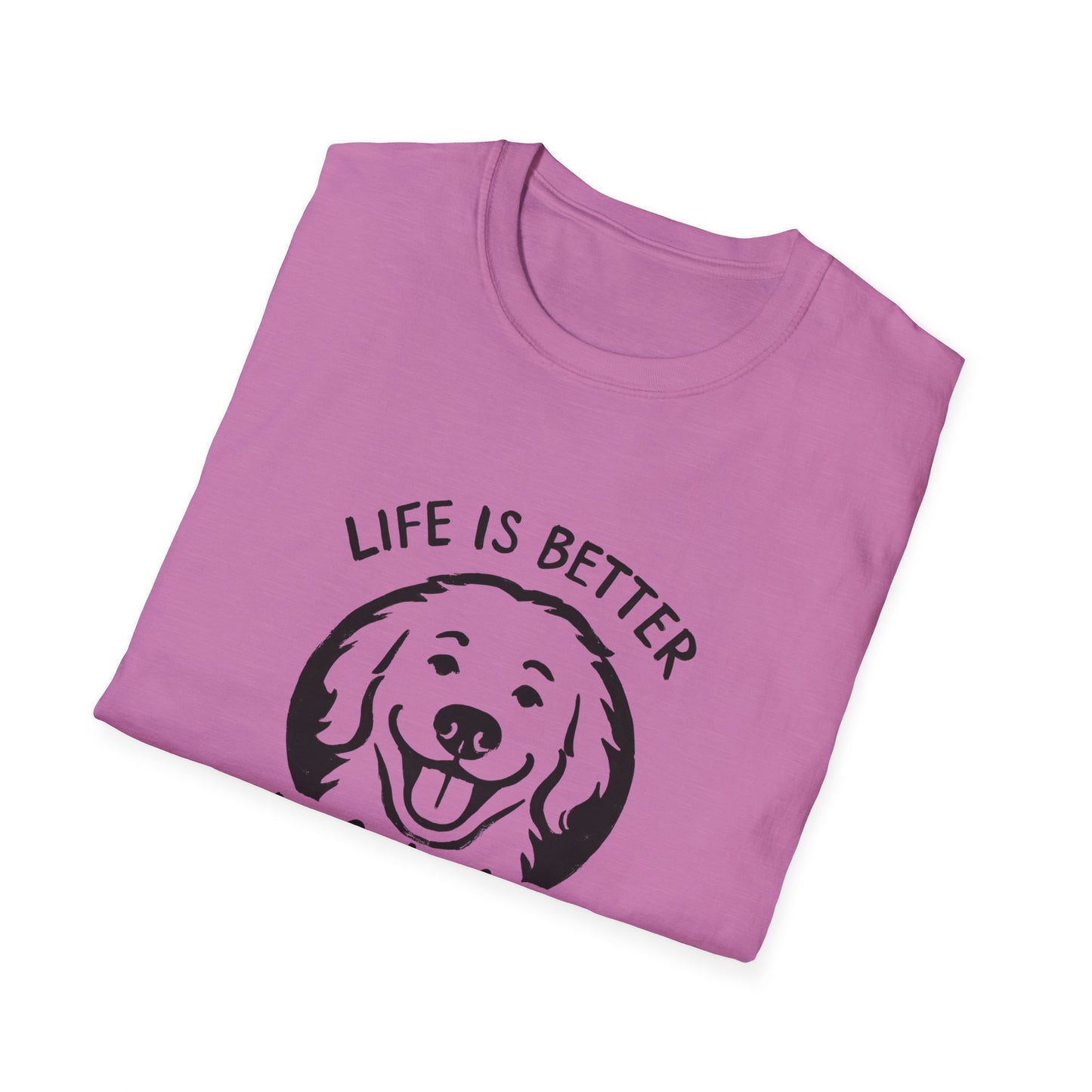 Unisex Softstyle T-Shirt, Life is Better with a Doodle, Funny Dog Shirt, Goldendoodle Tee
