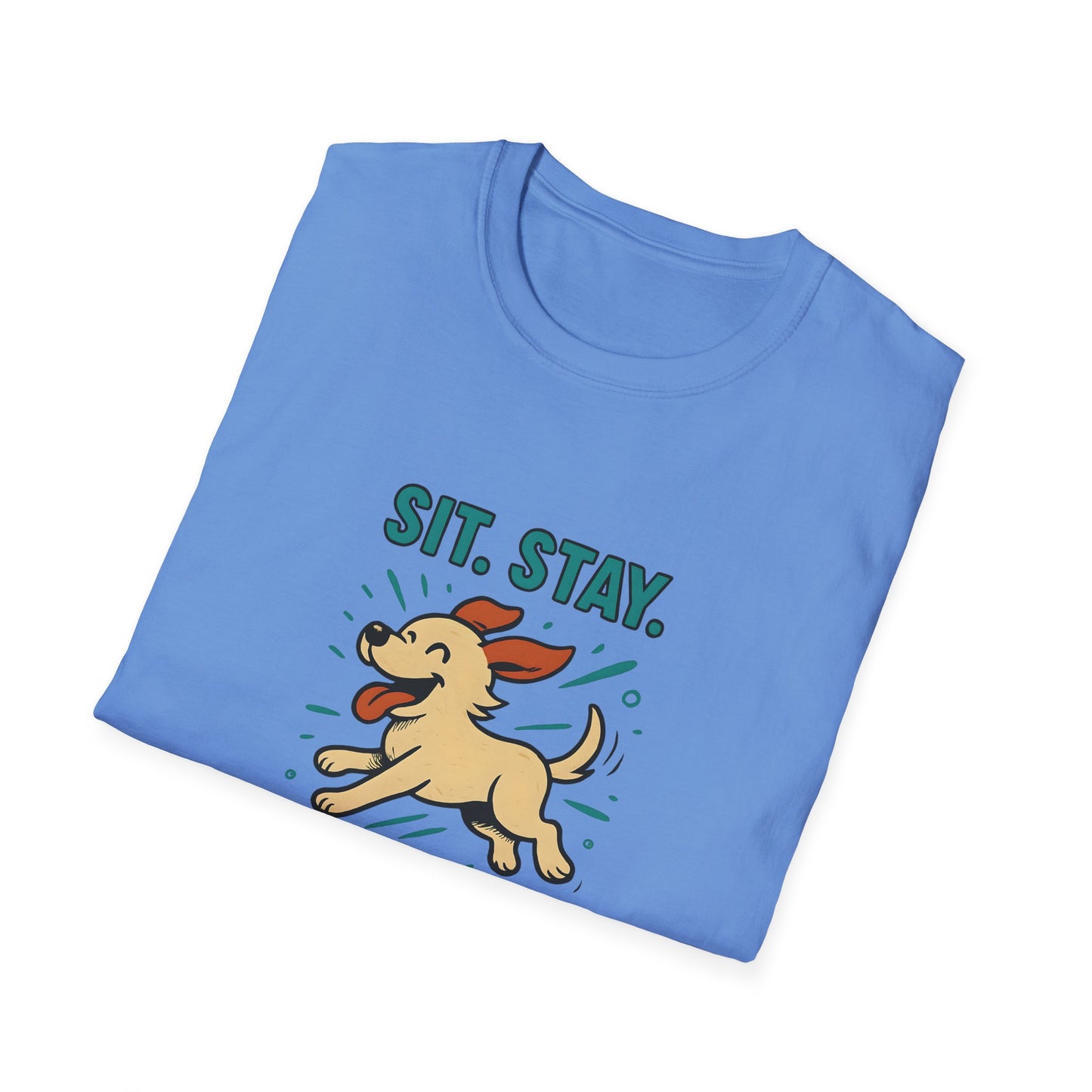 Sit. Stay. Zoom Green and Tan Design. Unisex Softstyle T-Shirt