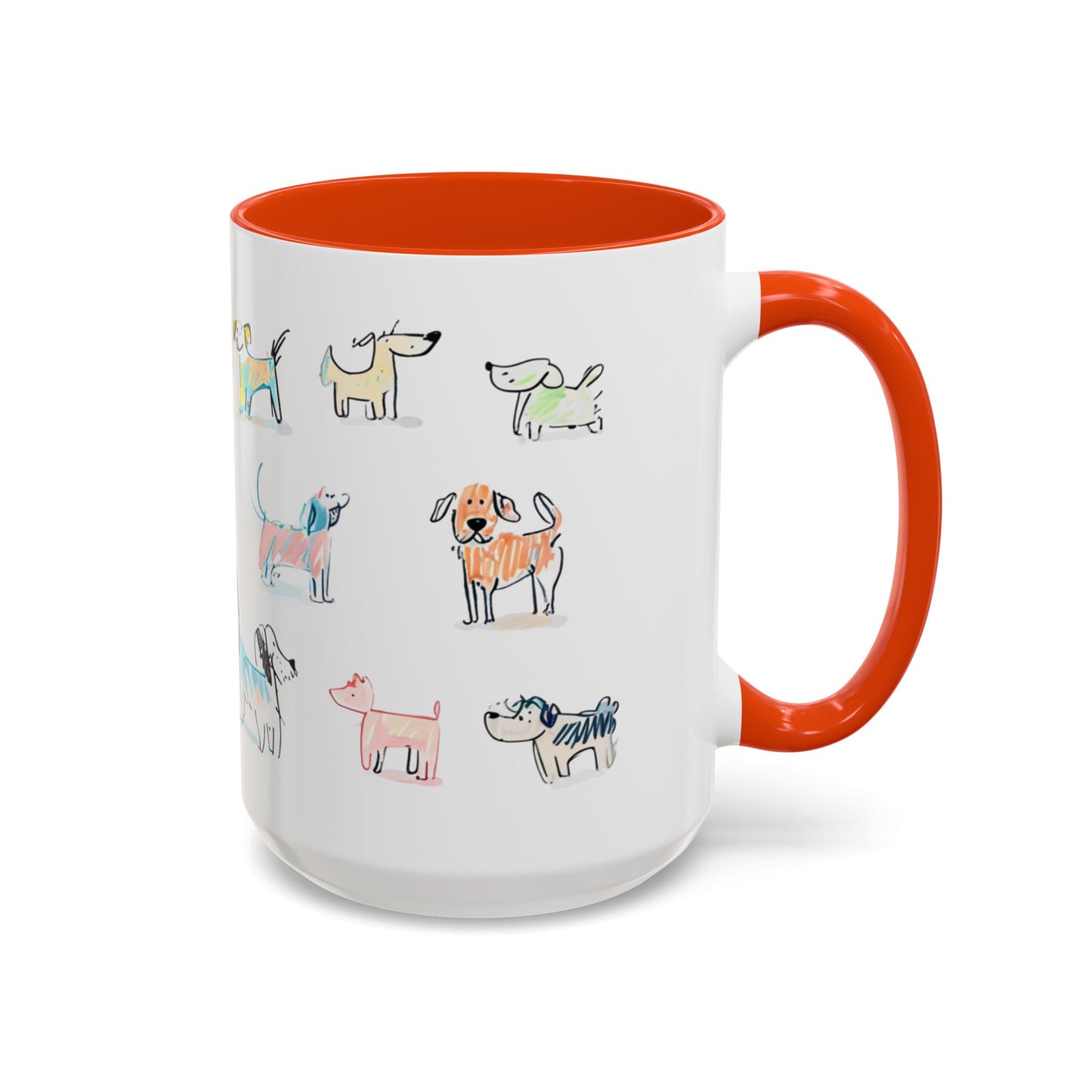 Colorful Doodle Dog-Themed Mugs, Cute Animal Mug, Pet Lover Gift, Coffee Cup, Dog Parent Present