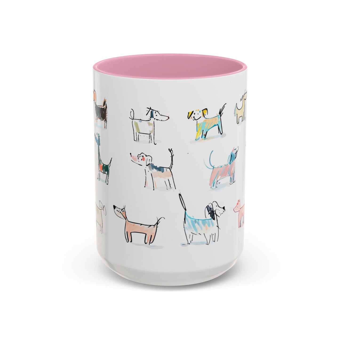 Colorful Doodle Dog-Themed Mugs, Cute Animal Mug, Pet Lover Gift, Coffee Cup, Dog Parent Present