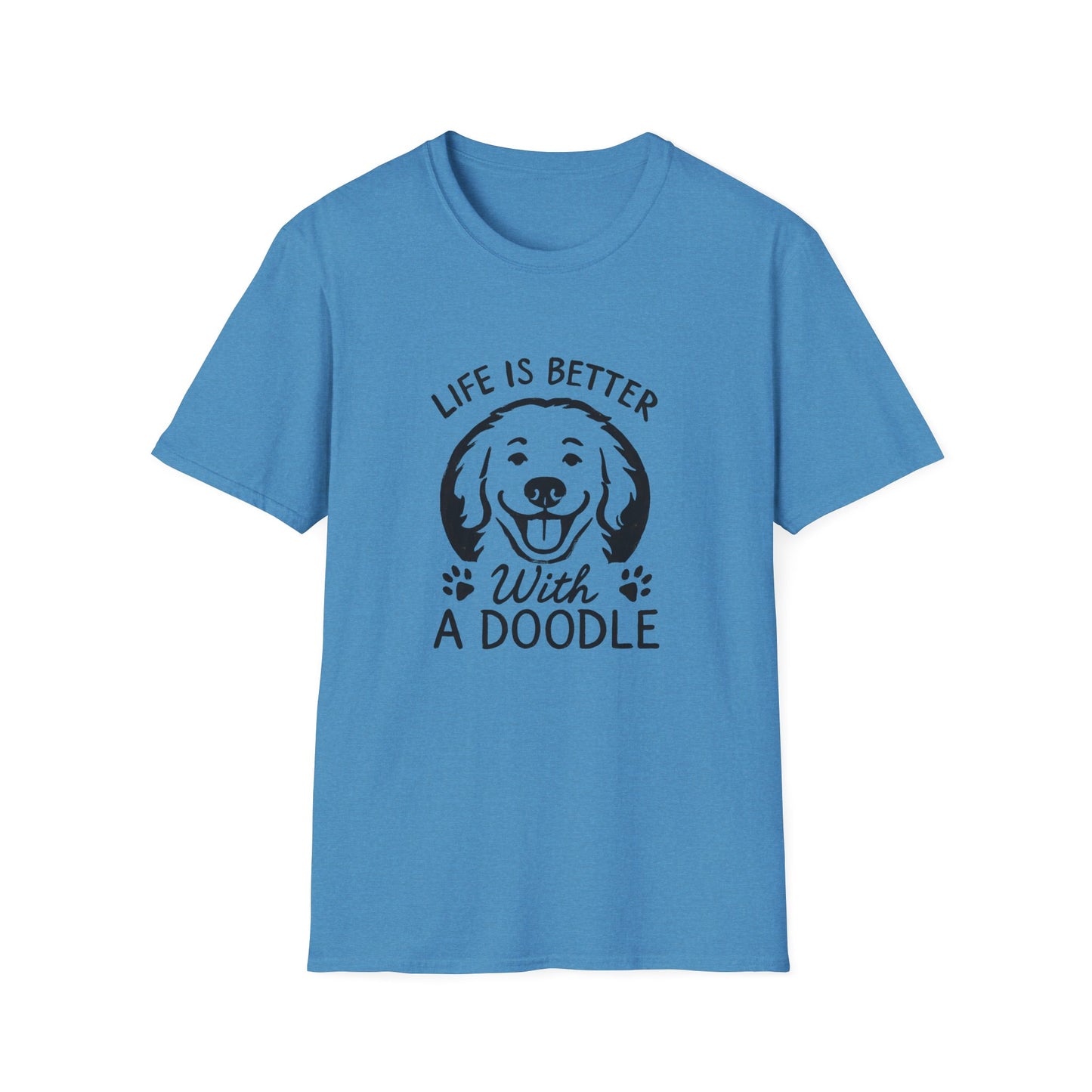 Unisex Softstyle T-Shirt, Life is Better with a Doodle, Funny Dog Shirt, Goldendoodle Tee