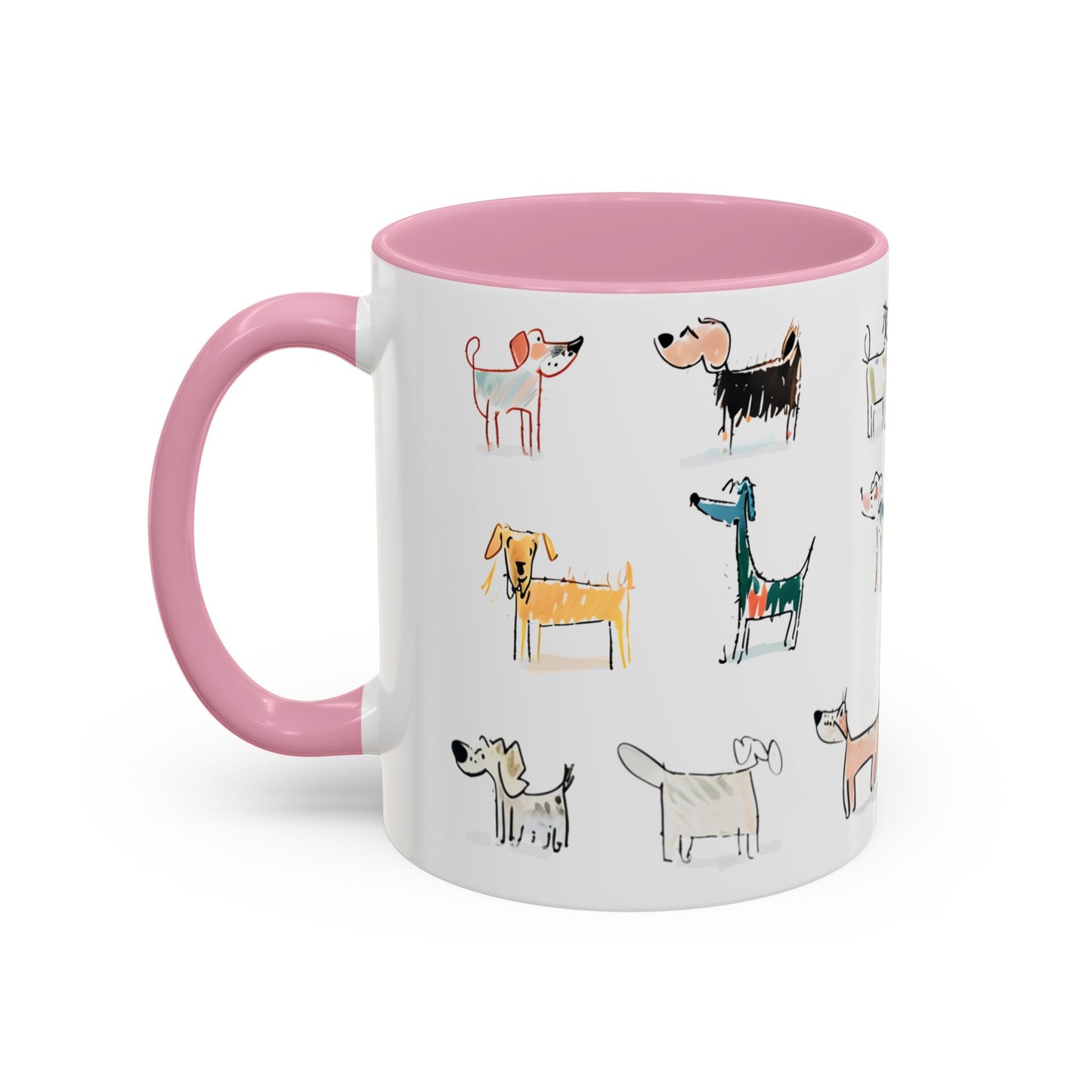 Colorful Doodle Dog-Themed Mugs, Cute Animal Mug, Pet Lover Gift, Coffee Cup, Dog Parent Present