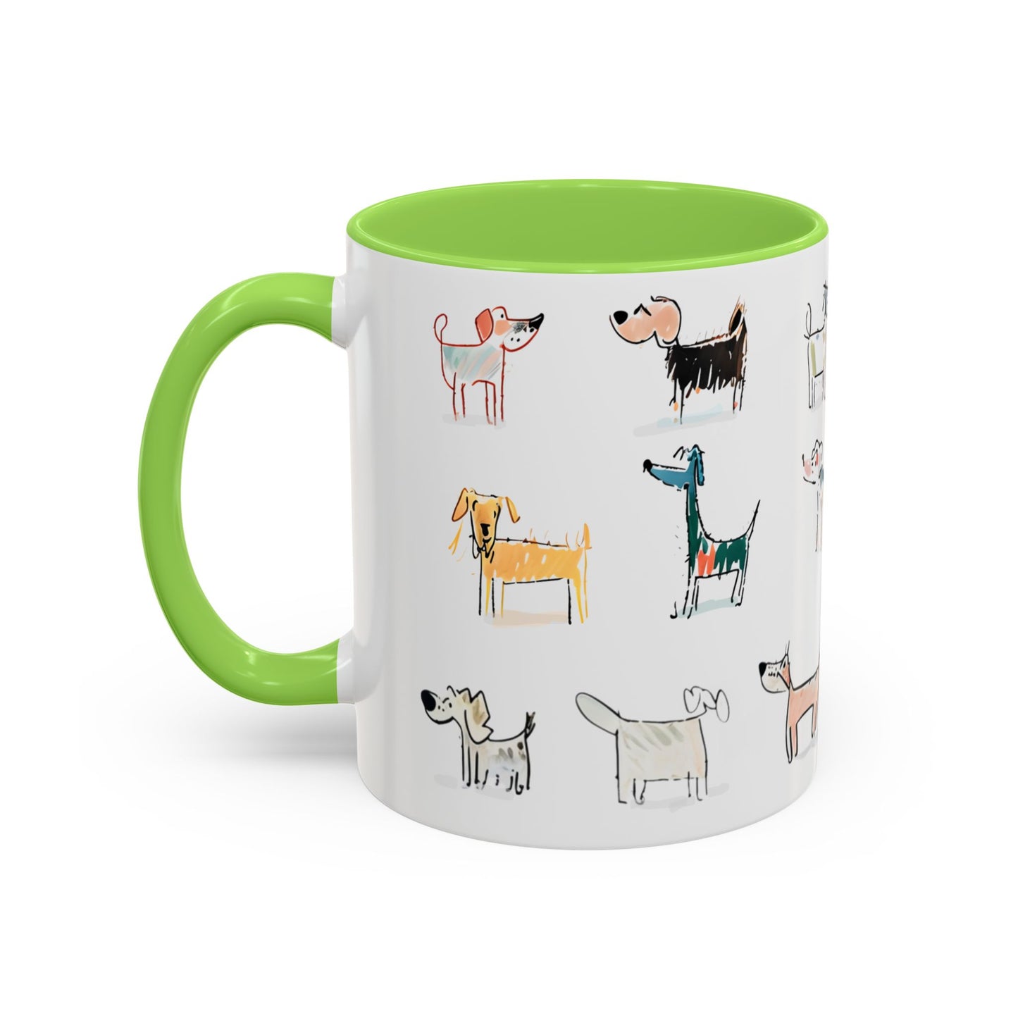 Colorful Doodle Dog-Themed Mugs, Cute Animal Mug, Pet Lover Gift, Coffee Cup, Dog Parent Present